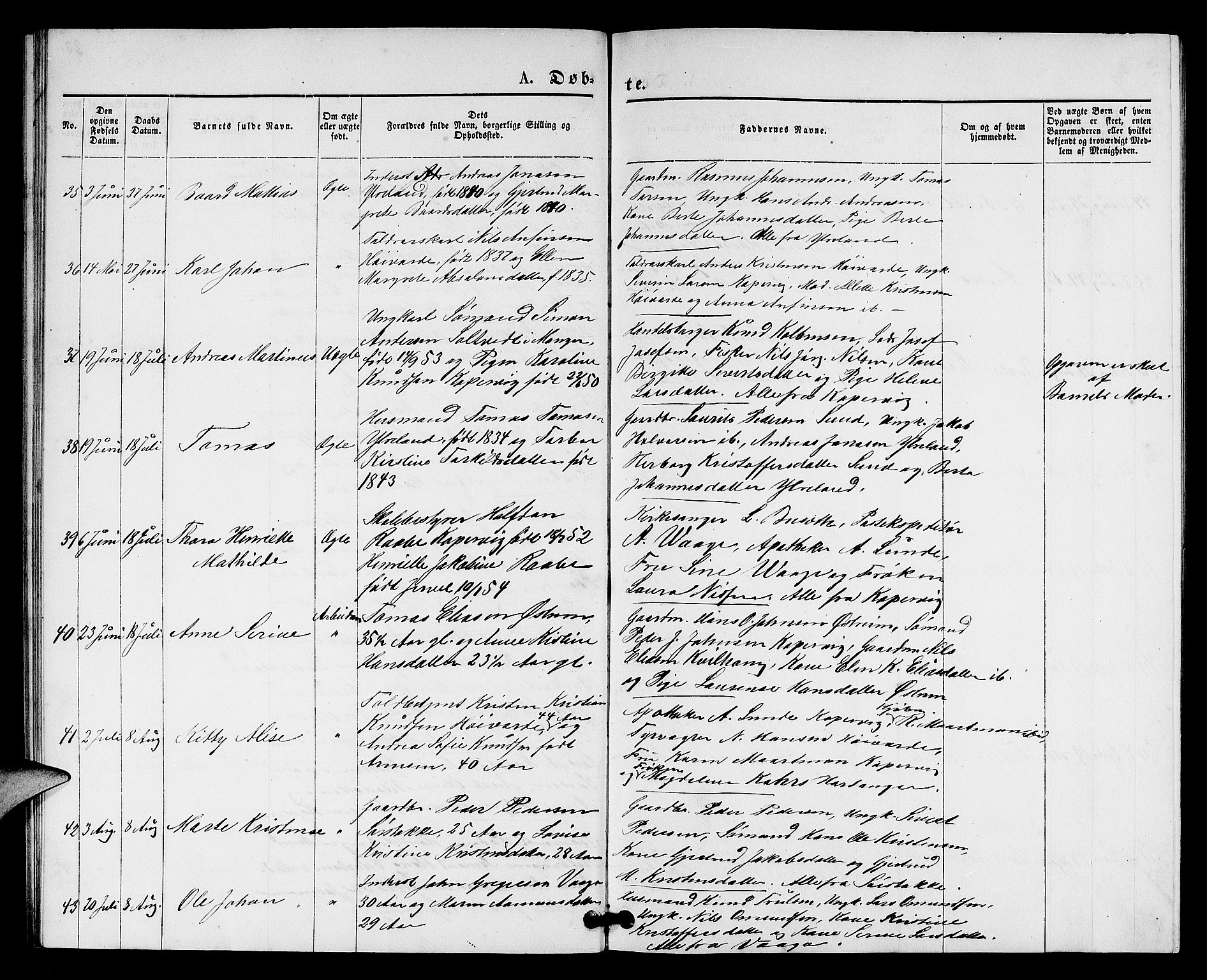 Kopervik sokneprestkontor, AV/SAST-A-101850/H/Ha/Hab/L0001: Parish register (copy) no. B 1, 1877-1891