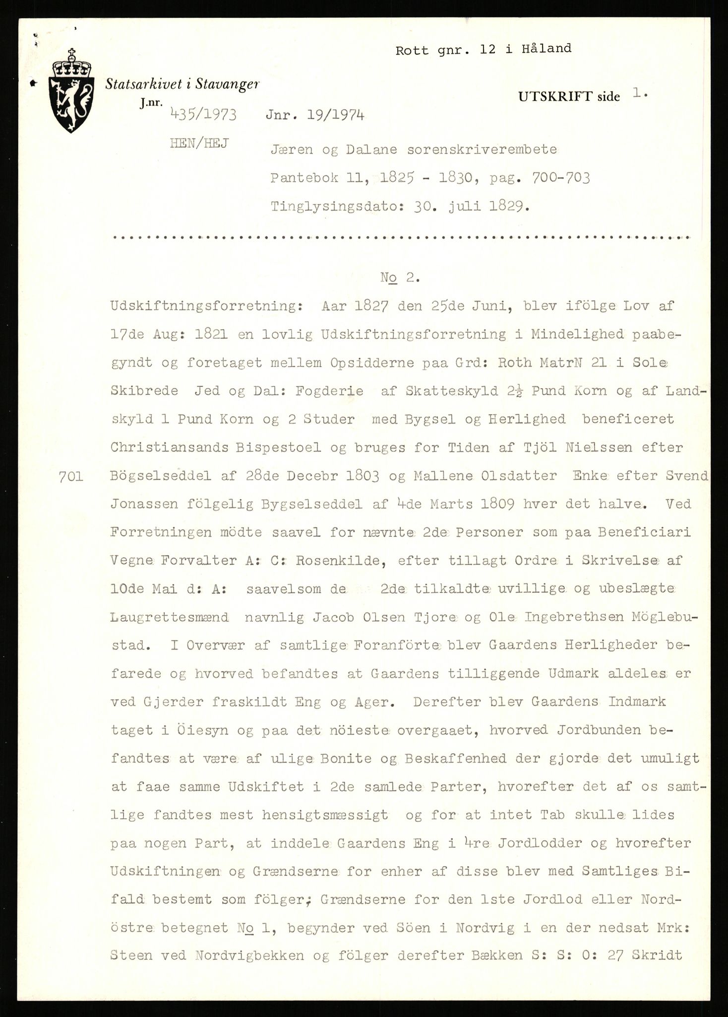 Statsarkivet i Stavanger, SAST/A-101971/03/Y/Yj/L0070: Avskrifter sortert etter gårdsnavn: Rosnes - Rød lille, 1750-1930, p. 230