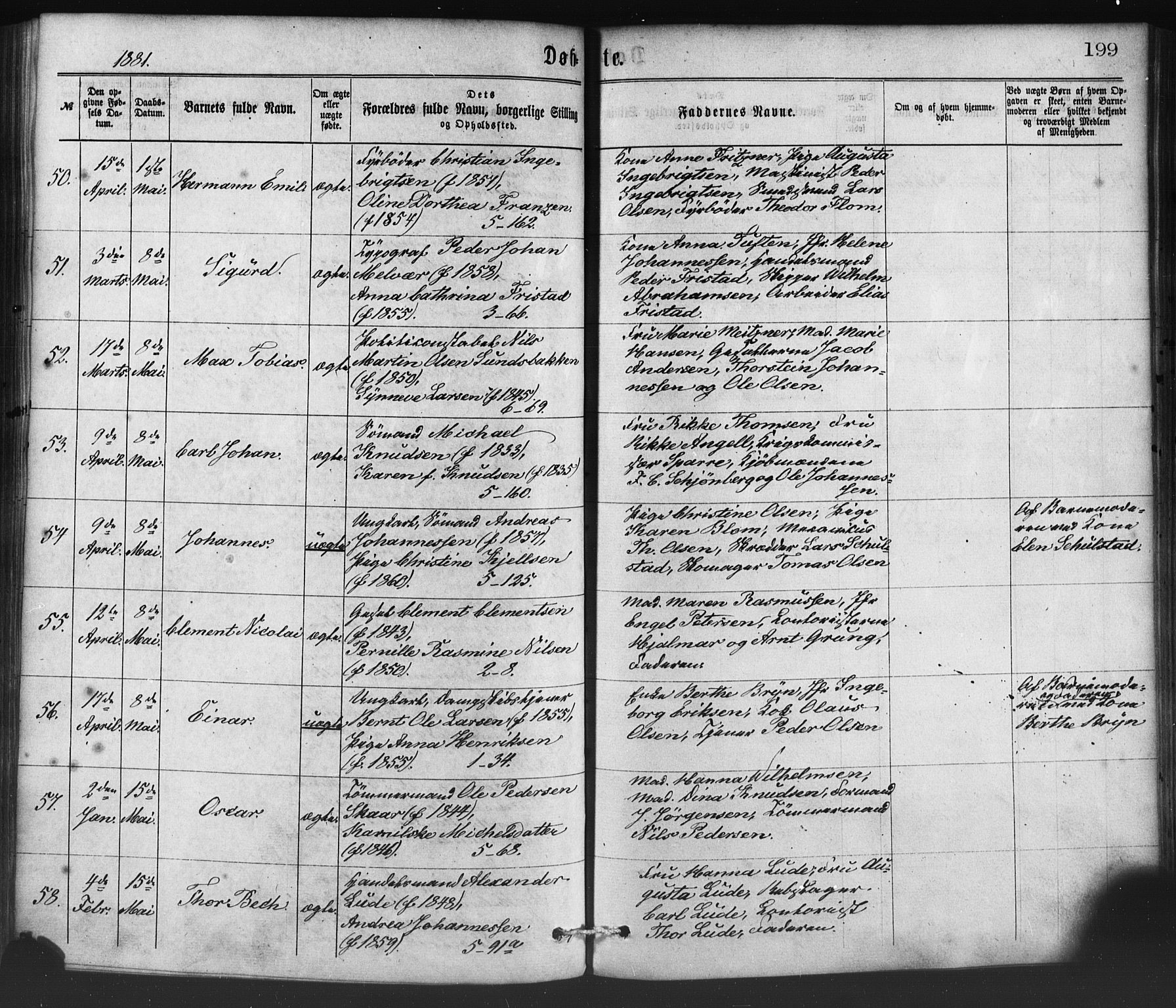 Nykirken Sokneprestembete, SAB/A-77101/H/Haa/L0016: Parish register (official) no. B 3, 1870-1884, p. 199