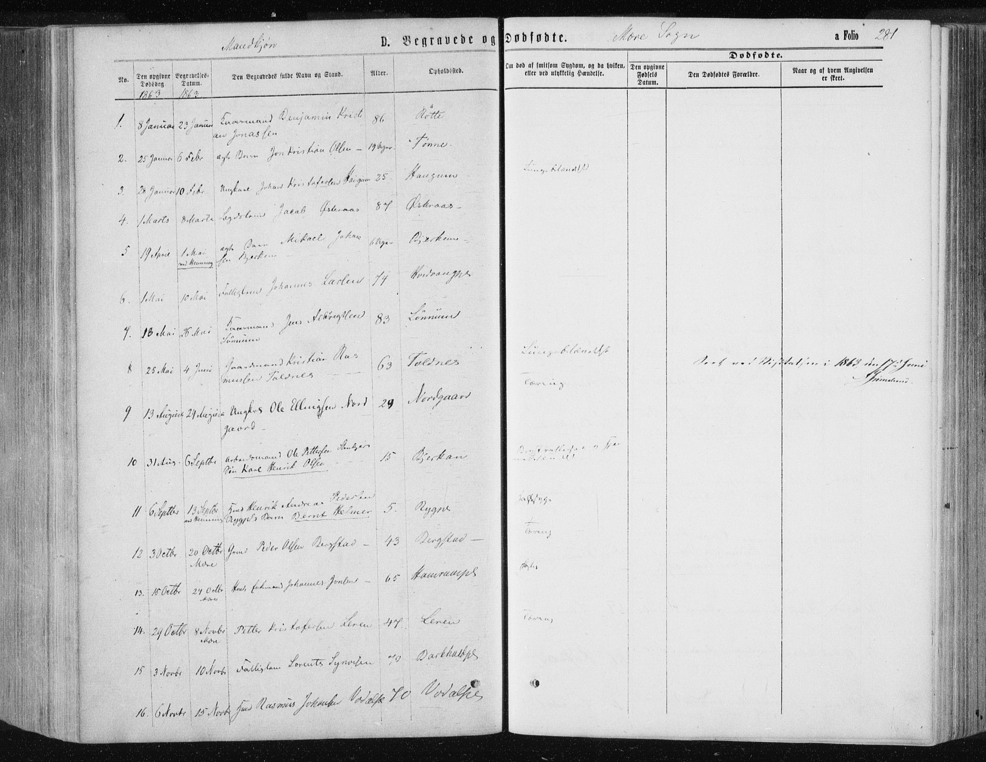Ministerialprotokoller, klokkerbøker og fødselsregistre - Nord-Trøndelag, SAT/A-1458/735/L0345: Parish register (official) no. 735A08 /1, 1863-1872, p. 281