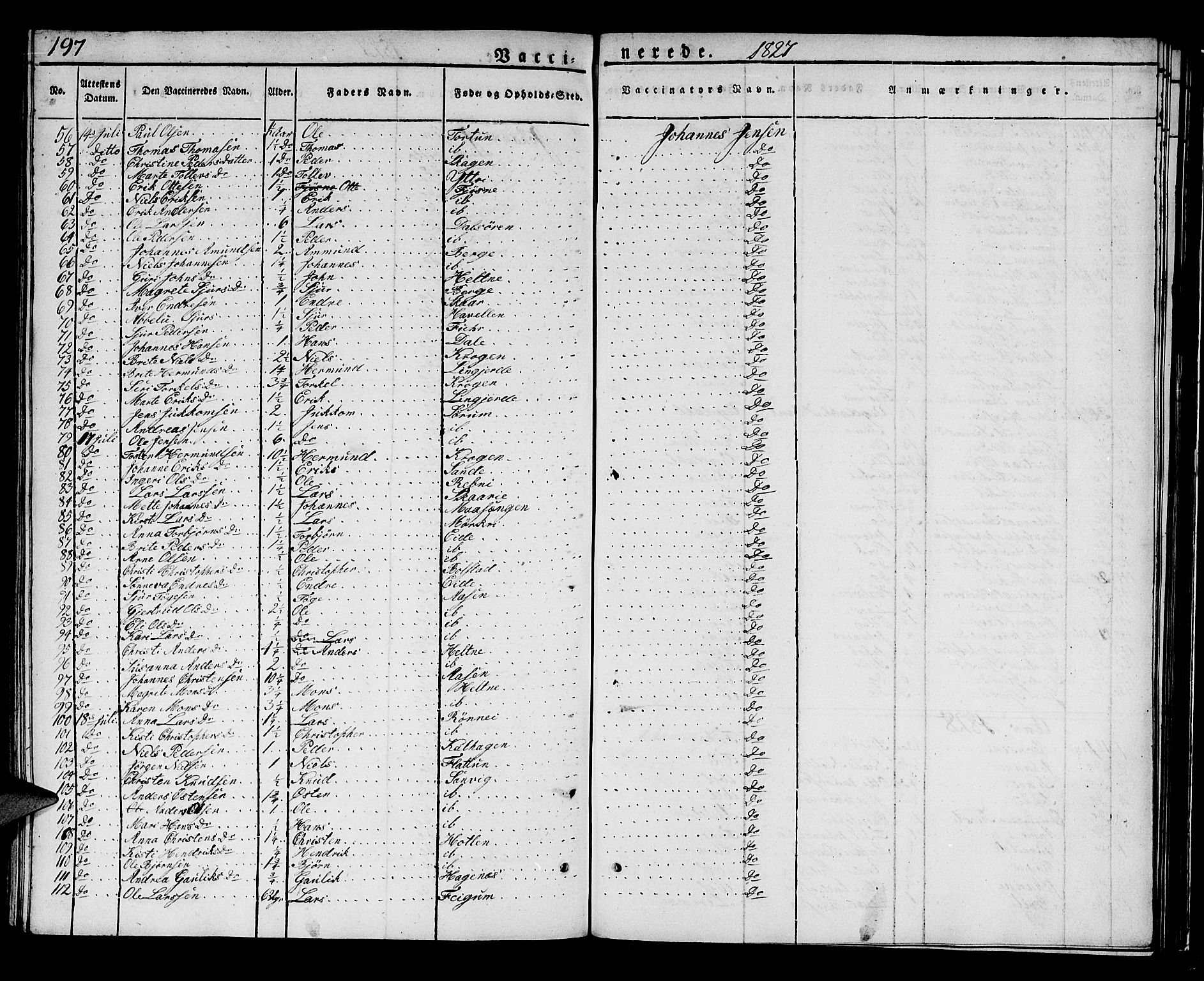 Luster sokneprestembete, AV/SAB-A-81101/H/Haa/Haaa/L0004: Parish register (official) no. A 4, 1821-1832, p. 197