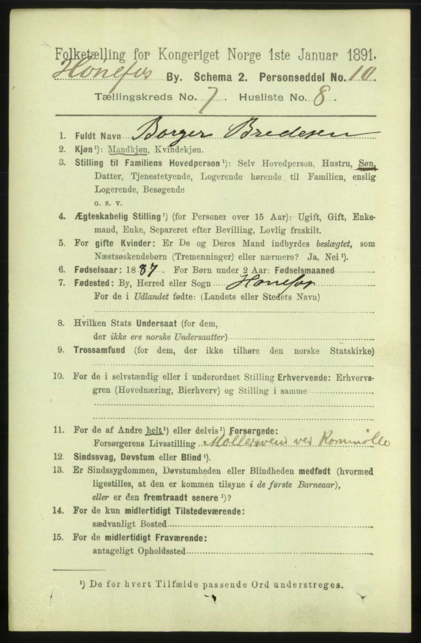 RA, 1891 census for 0601 Hønefoss, 1891, p. 1242