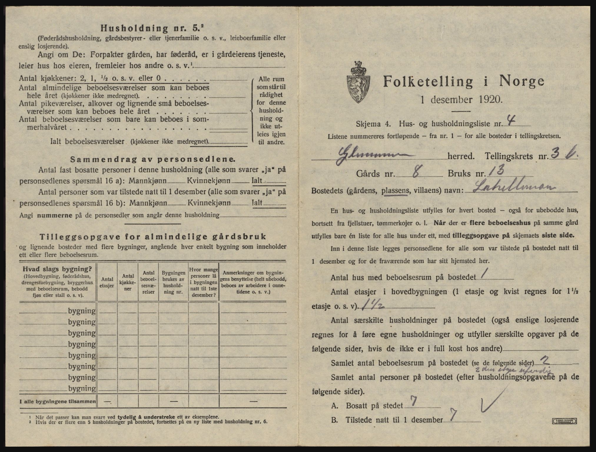 SAO, 1920 census for Glemmen, 1920, p. 1035