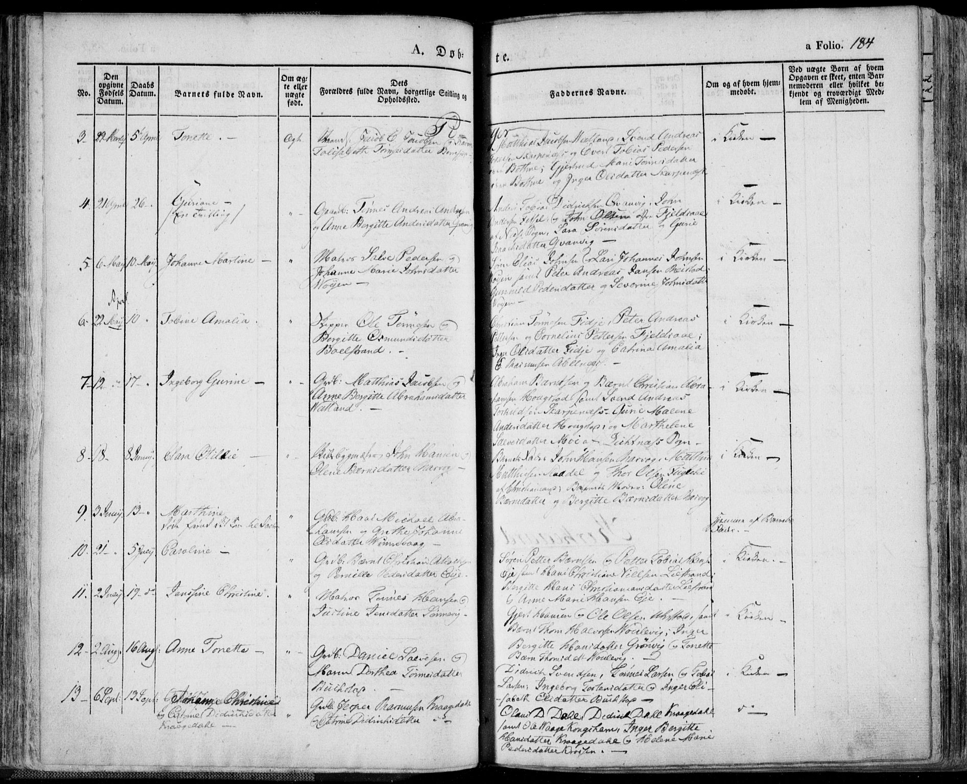 Flekkefjord sokneprestkontor, AV/SAK-1111-0012/F/Fa/Fac/L0003: Parish register (official) no. A 3, 1826-1841, p. 184