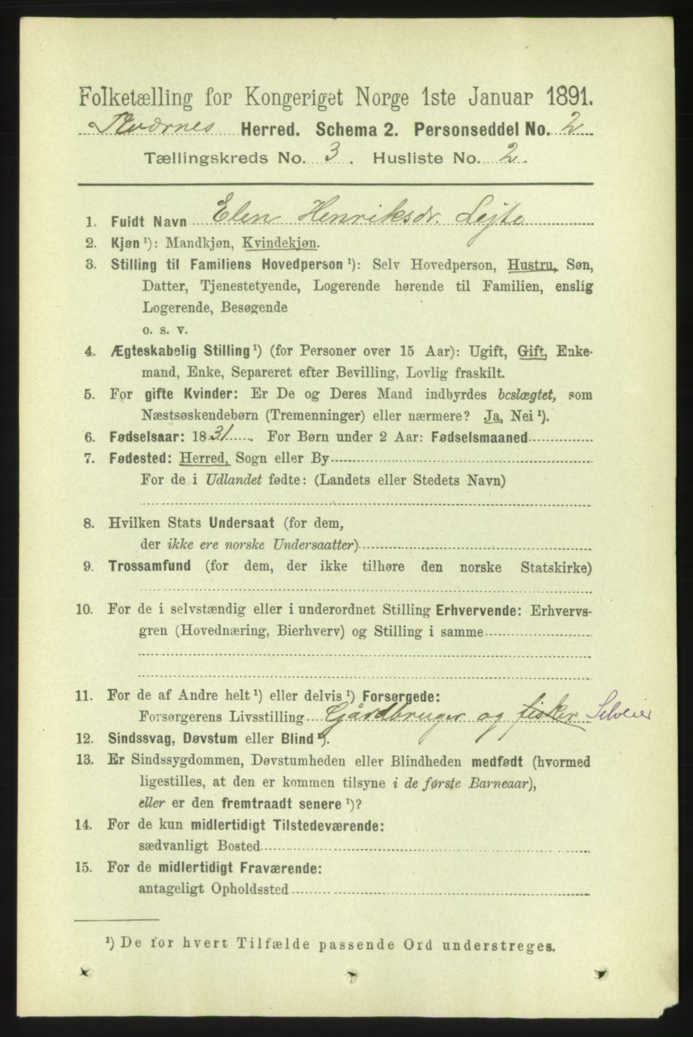 RA, 1891 census for 1553 Kvernes, 1891, p. 1040