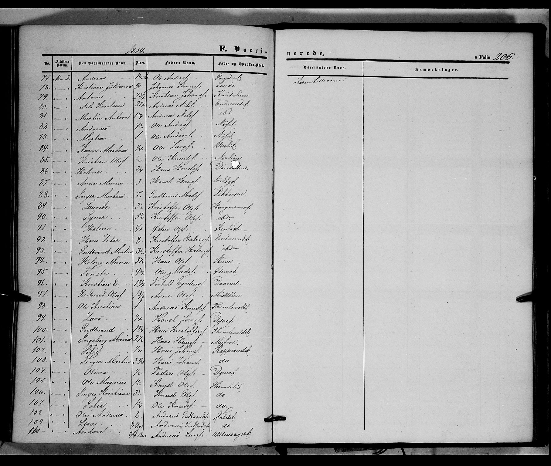 Land prestekontor, SAH/PREST-120/H/Ha/Haa/L0010: Parish register (official) no. 10, 1847-1859, p. 206