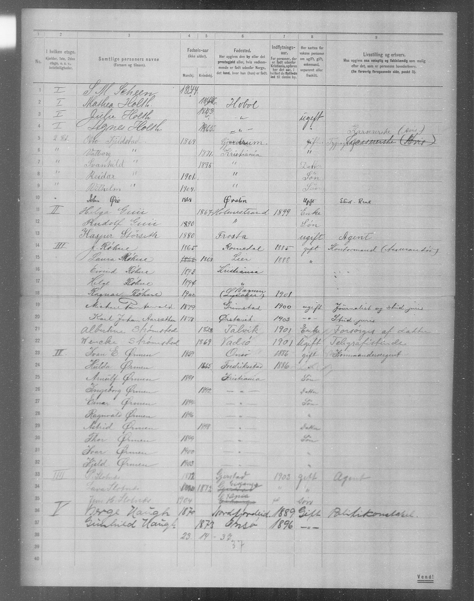 OBA, Municipal Census 1904 for Kristiania, 1904, p. 7605