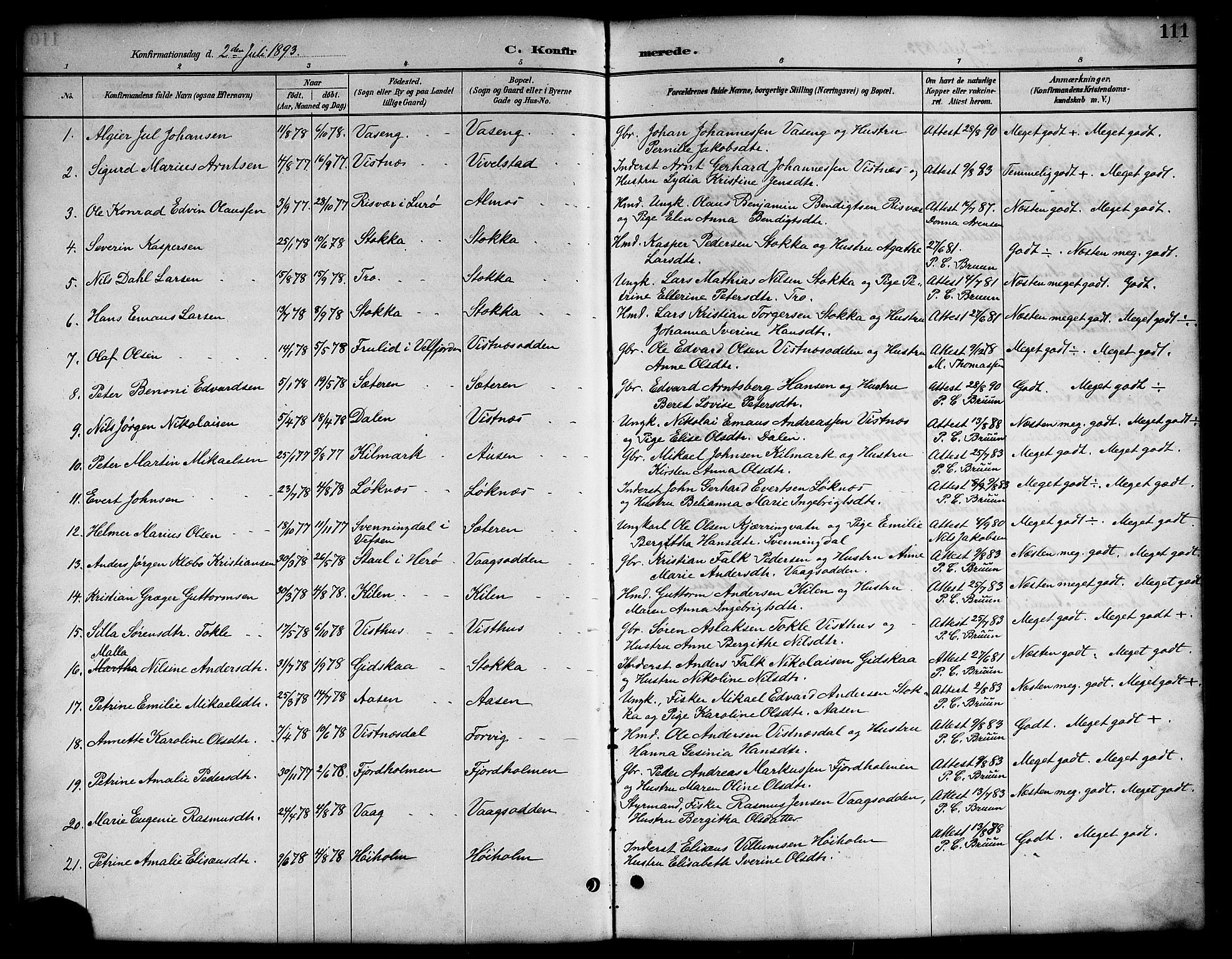 Ministerialprotokoller, klokkerbøker og fødselsregistre - Nordland, SAT/A-1459/819/L0277: Parish register (copy) no. 819C03, 1888-1917, p. 111
