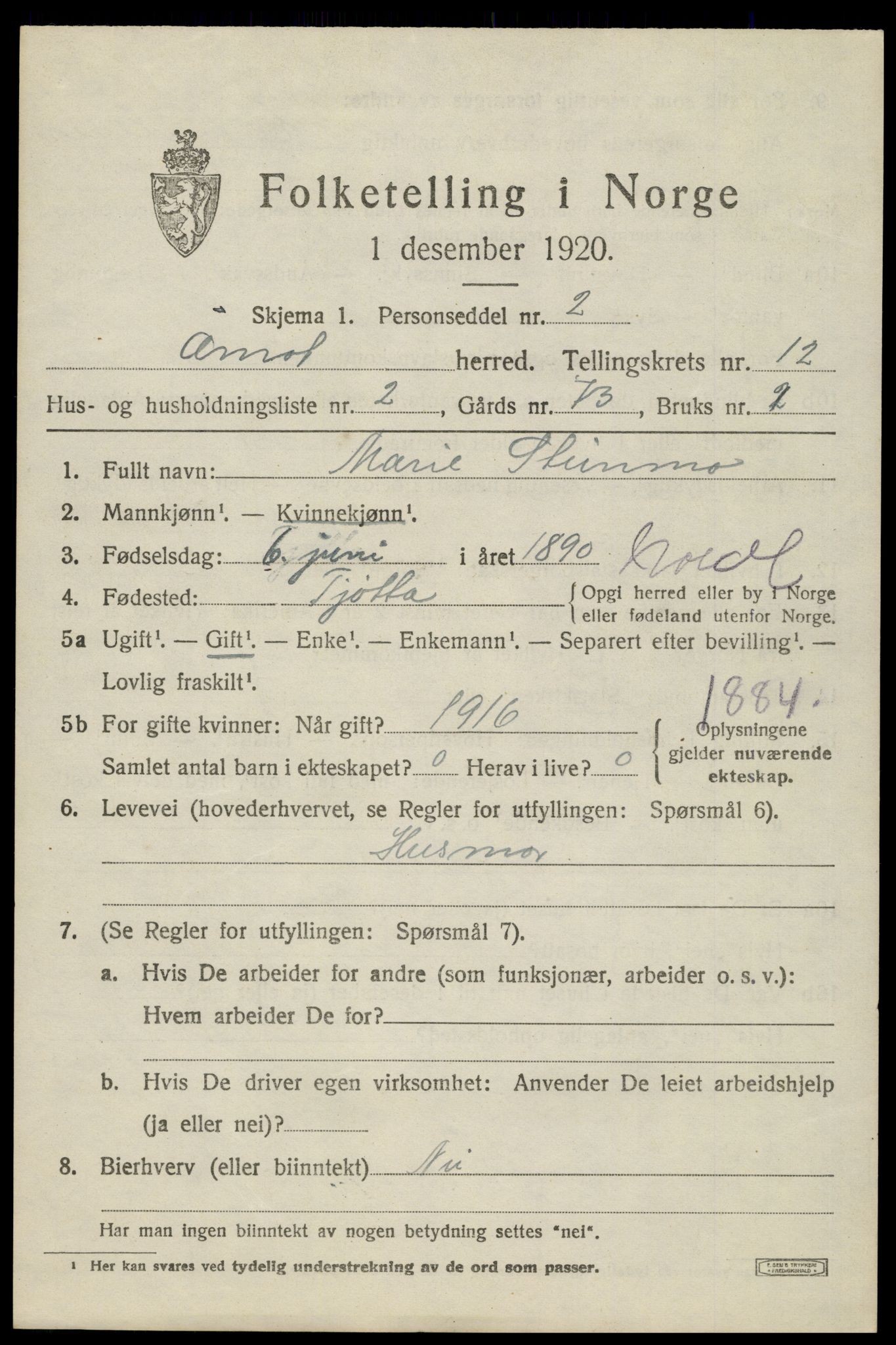 SAH, 1920 census for Åmot, 1920, p. 9617