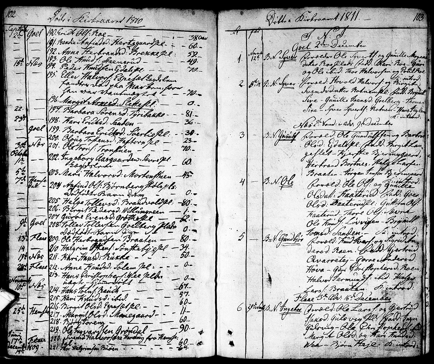 Nes kirkebøker, SAKO/A-236/F/Fa/L0006: Parish register (official) no. 6, 1808-1814, p. 102-103