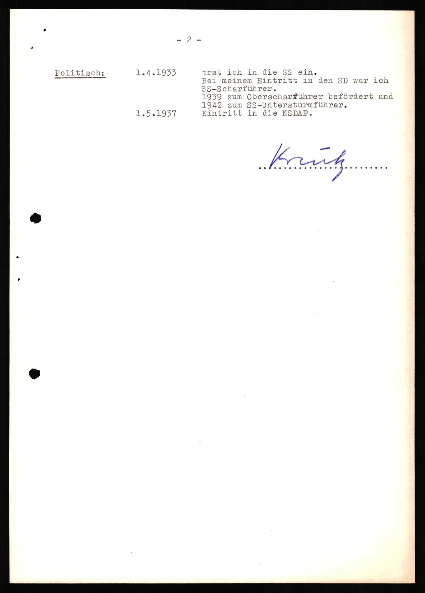 Forsvaret, Forsvarets overkommando II, AV/RA-RAFA-3915/D/Db/L0018: CI Questionaires. Tyske okkupasjonsstyrker i Norge. Tyskere., 1945-1946, p. 157