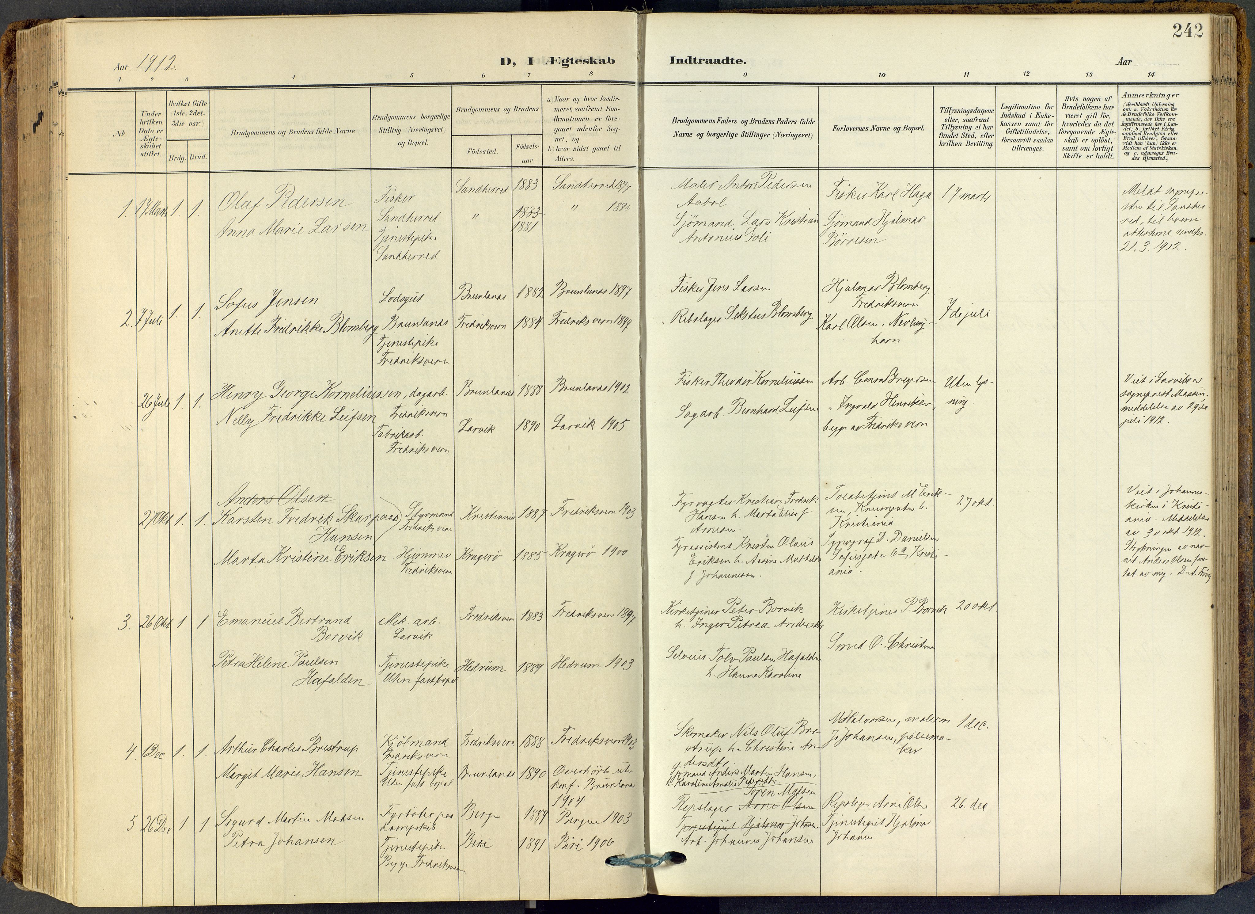 Stavern kirkebøker, SAKO/A-318/F/Fa/L0009: Parish register (official) no. 9, 1906-1955, p. 242