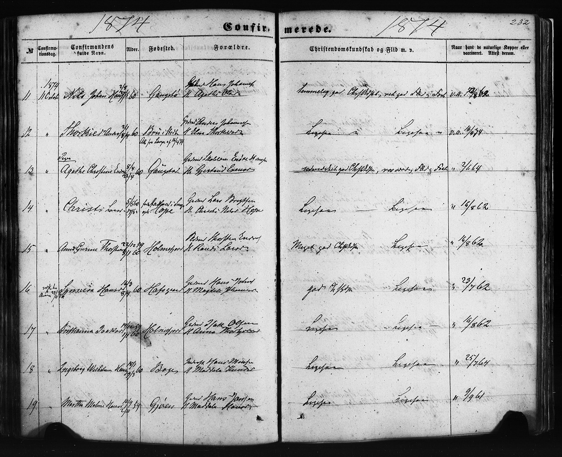 Fusa sokneprestembete, AV/SAB-A-75401/H/Haa: Parish register (official) no. A 1I, 1855-1879, p. 232