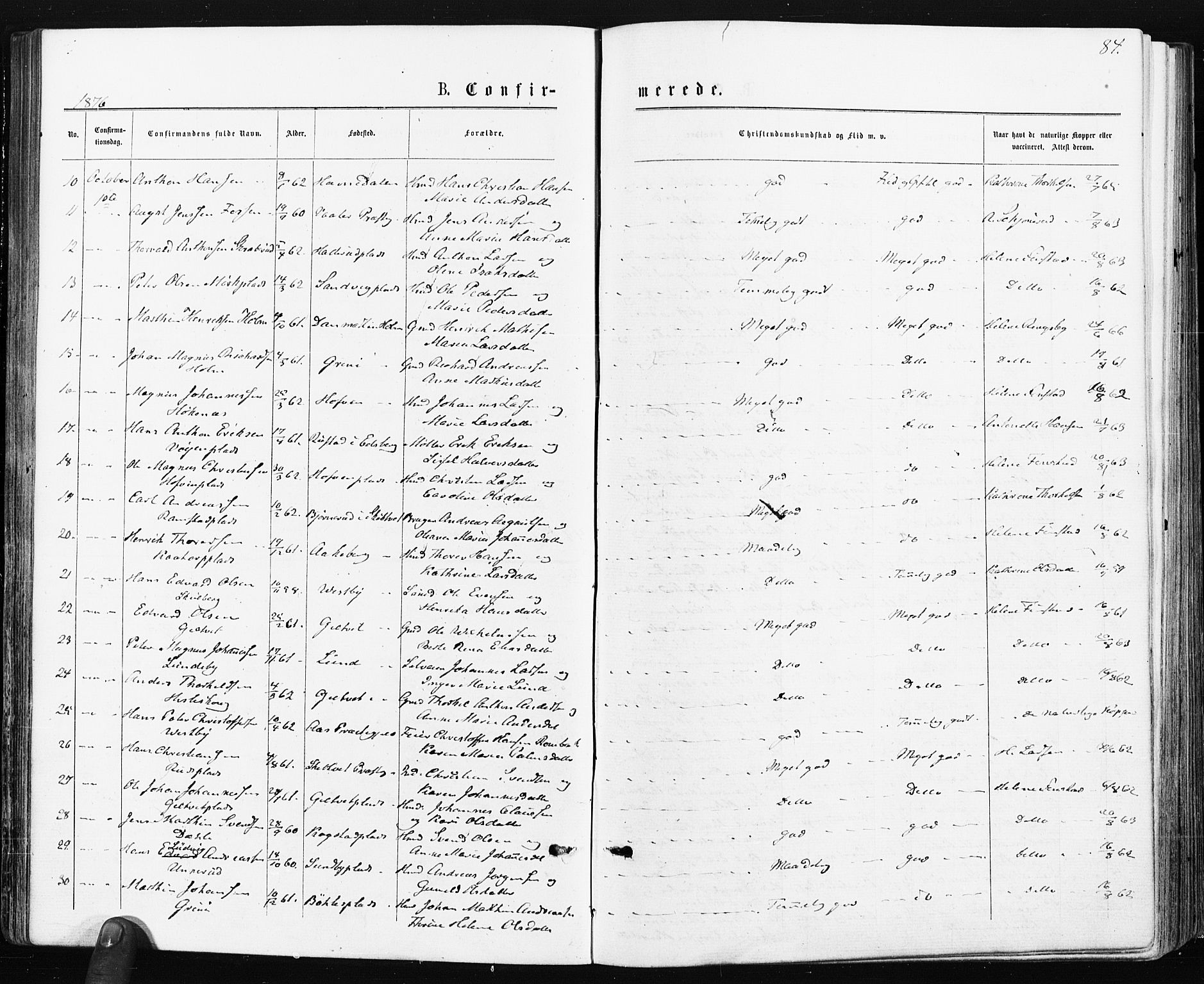 Spydeberg prestekontor Kirkebøker, AV/SAO-A-10924/F/Fa/L0007: Parish register (official) no. I 7, 1875-1885, p. 84