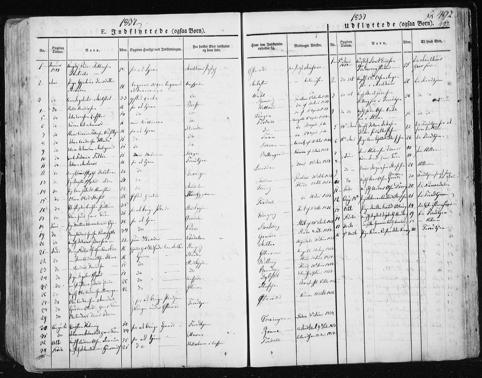 Ministerialprotokoller, klokkerbøker og fødselsregistre - Sør-Trøndelag, AV/SAT-A-1456/659/L0735: Parish register (official) no. 659A05, 1826-1841, p. 492