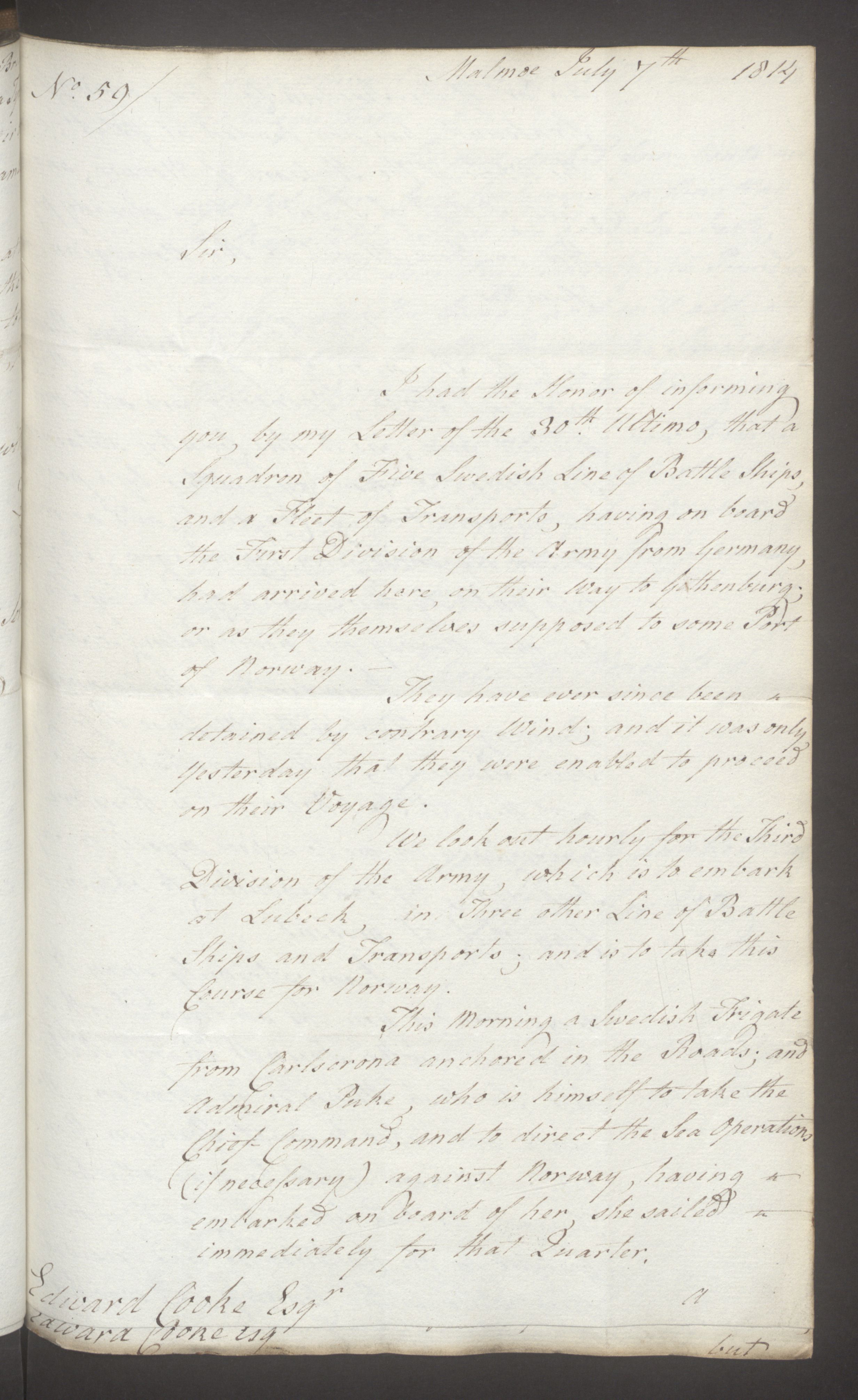 Foreign Office*, UKA/-/FO 38/16: Sir C. Gordon. Reports from Malmö, Jonkoping, and Helsingborg, 1814, p. 71