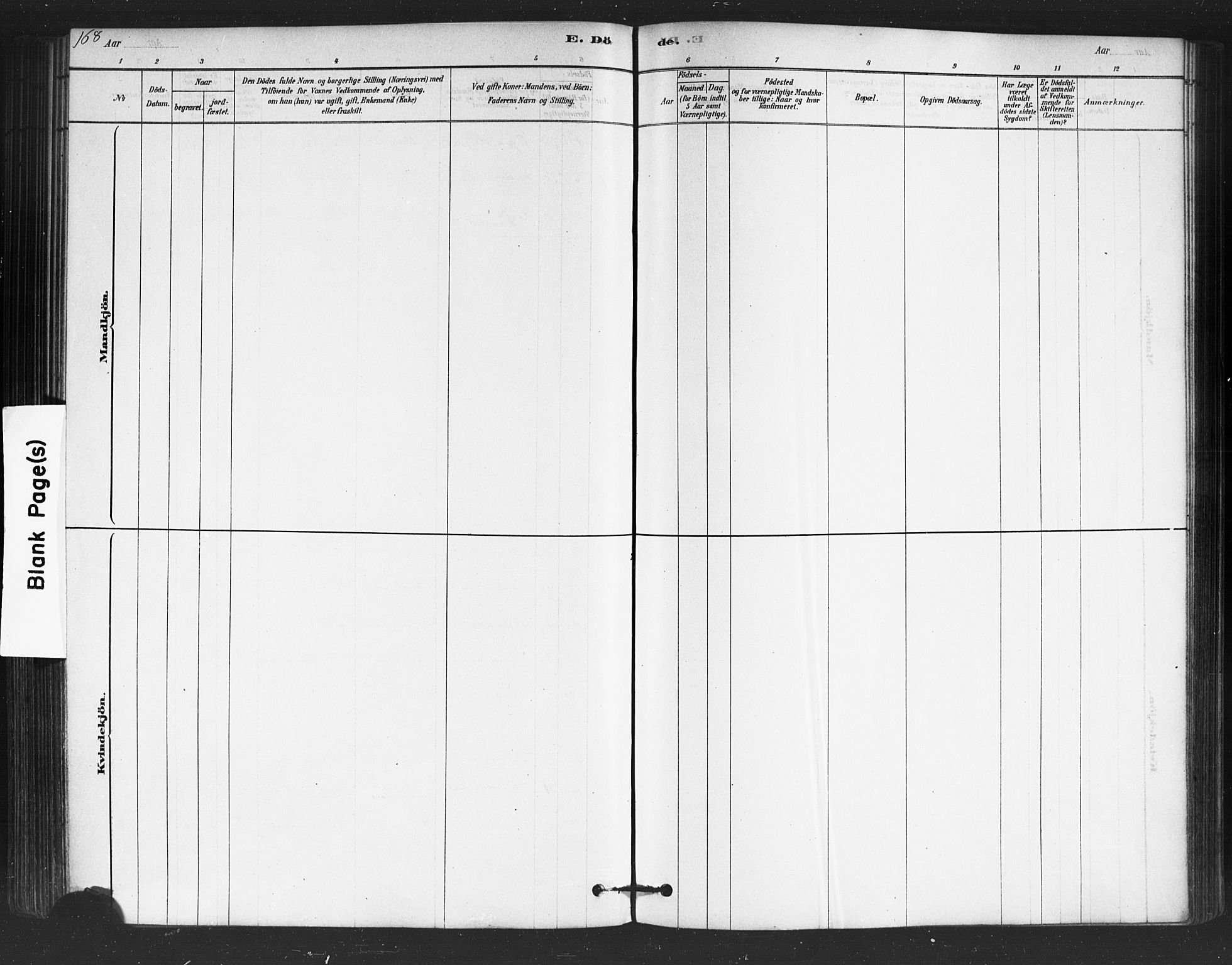 Trøgstad prestekontor Kirkebøker, SAO/A-10925/F/Fb/L0001: Parish register (official) no. II 1, 1878-1902, p. 168