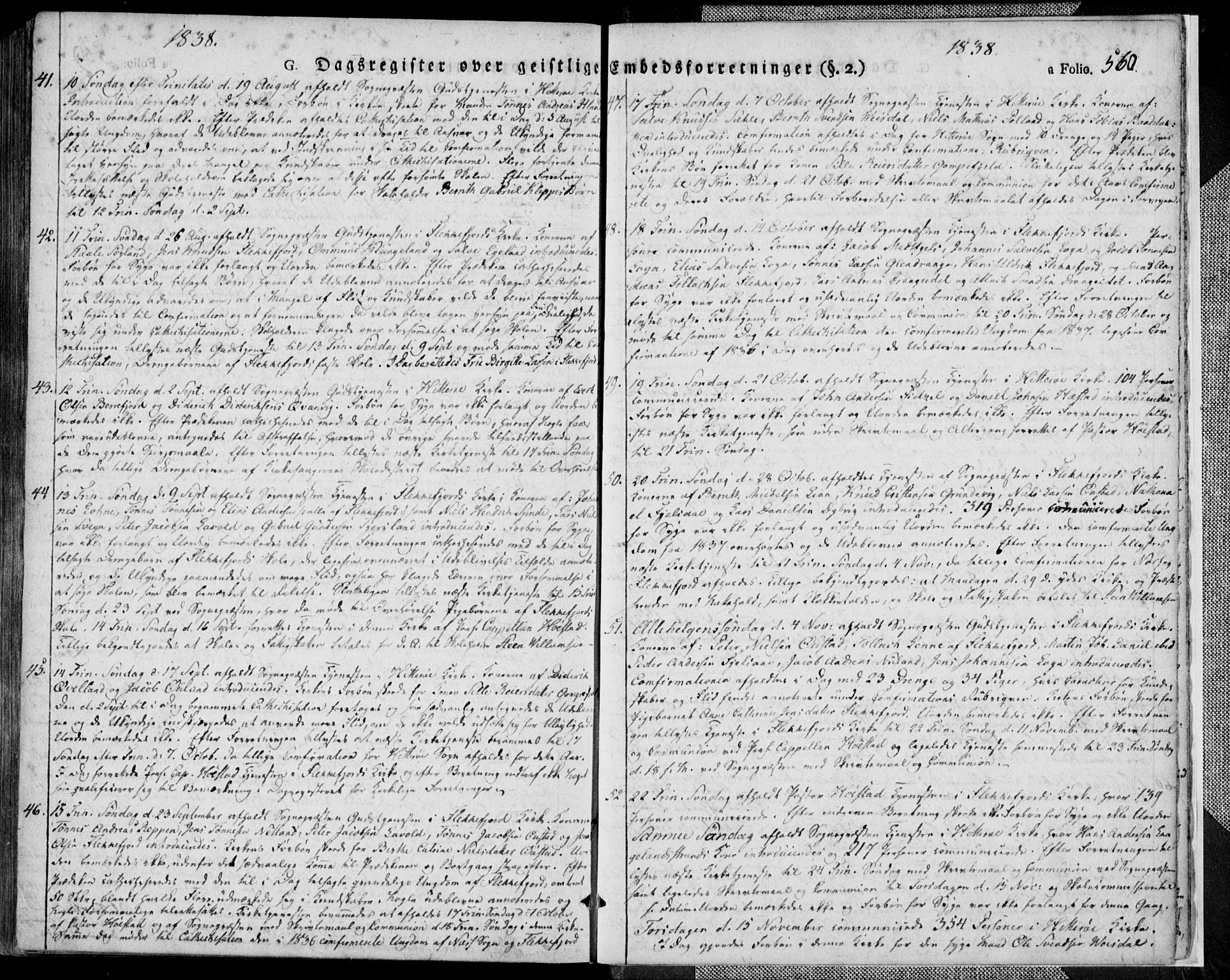 Flekkefjord sokneprestkontor, SAK/1111-0012/F/Fa/Fac/L0003: Parish register (official) no. A 3, 1826-1841, p. 560