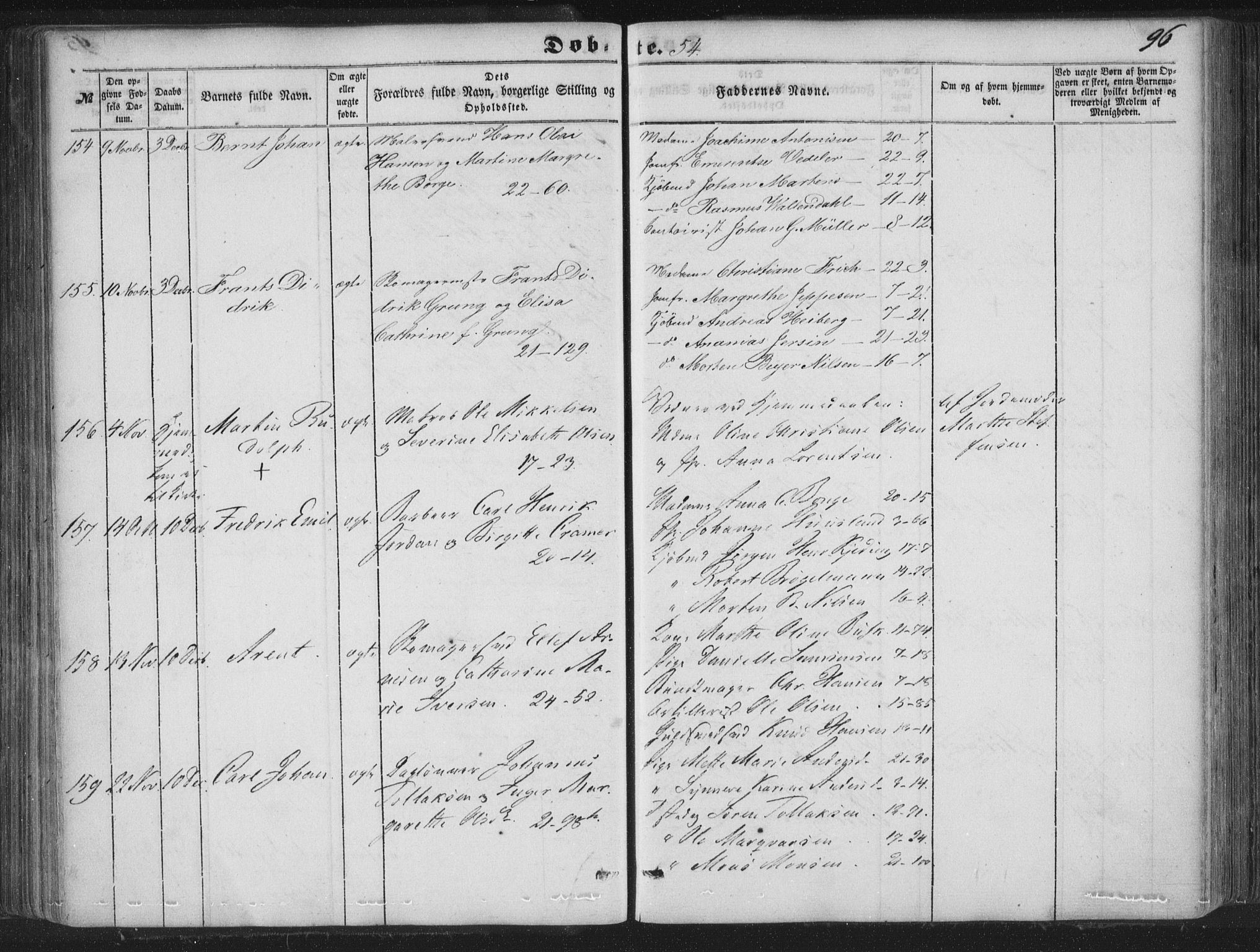 Korskirken sokneprestembete, SAB/A-76101/H/Haa/L0017: Parish register (official) no. B 3, 1851-1857, p. 96