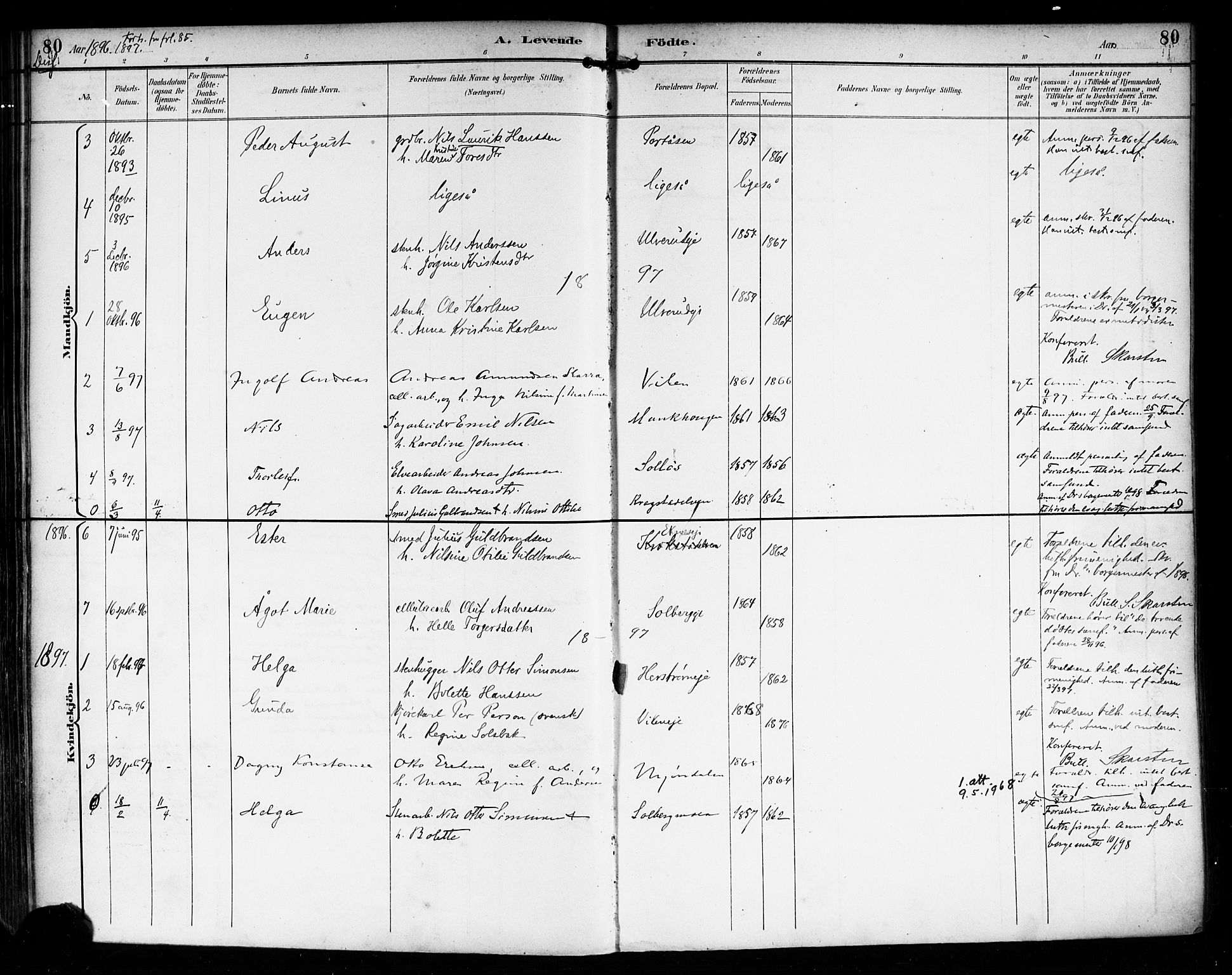 Nedre Eiker kirkebøker, AV/SAKO-A-612/F/Fa/L0004: Parish register (official) no. 4, 1893-1898, p. 80