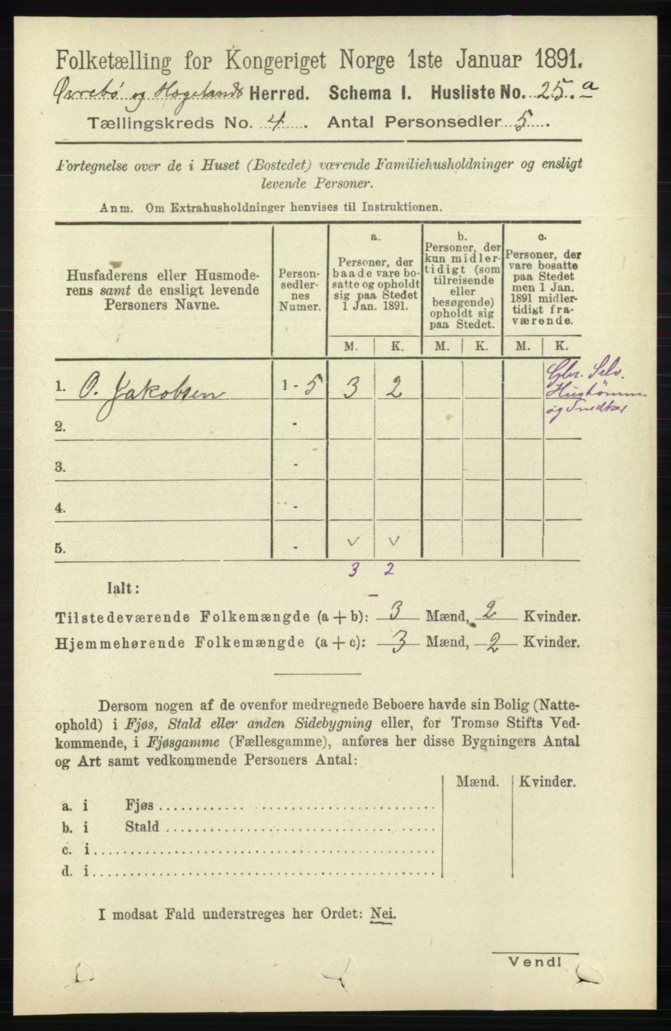 RA, 1891 census for 1016 Øvrebø og Hægeland, 1891, p. 673