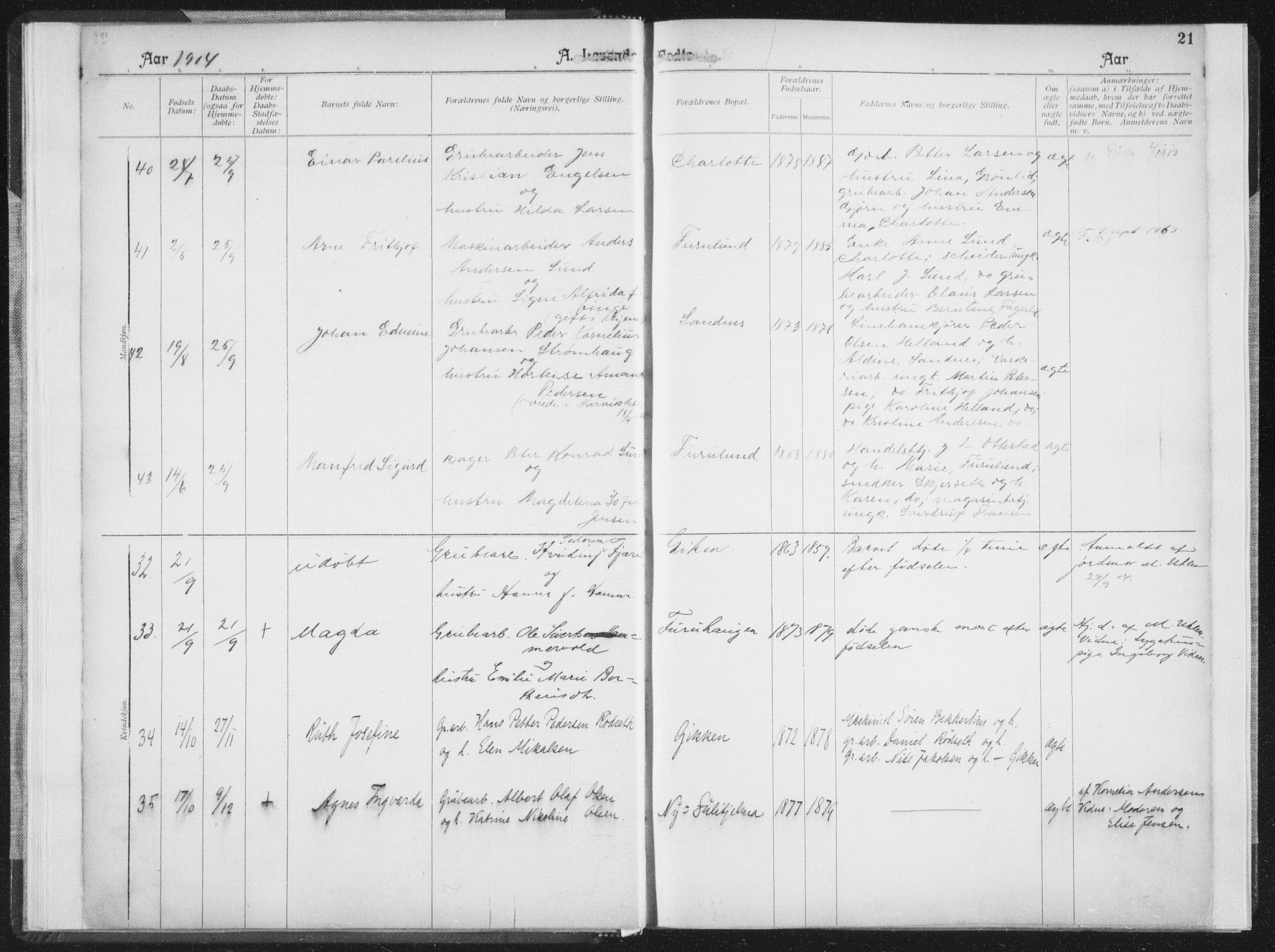 Ministerialprotokoller, klokkerbøker og fødselsregistre - Nordland, AV/SAT-A-1459/850/L0711: Curate's parish register no. 850B01, 1902-1915, p. 21