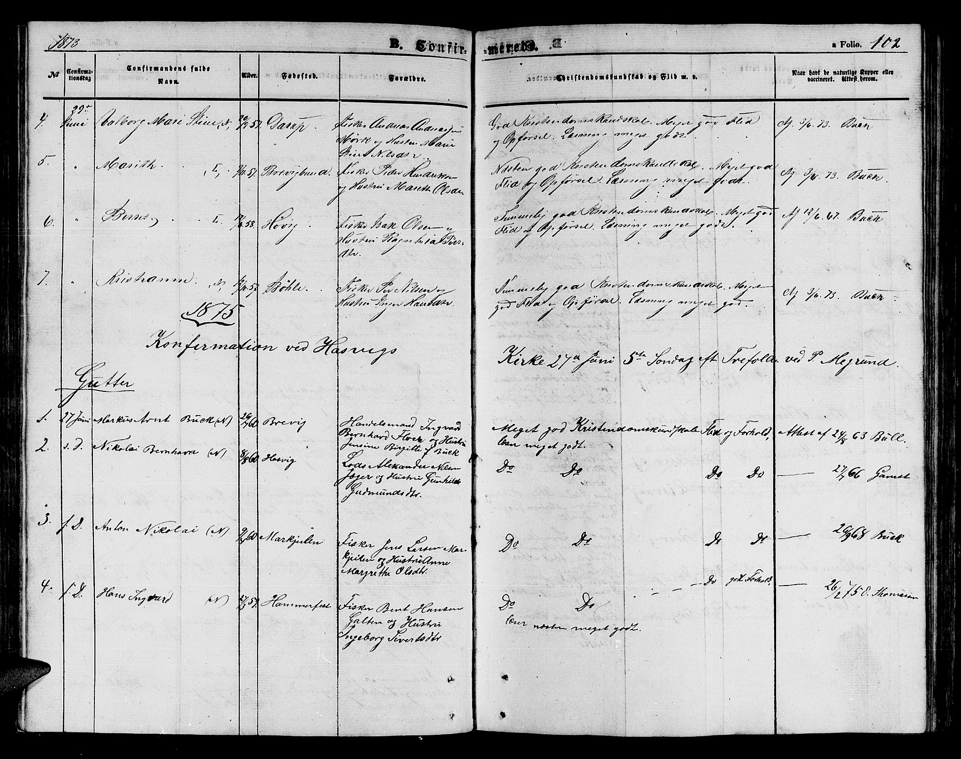 Loppa sokneprestkontor, AV/SATØ-S-1339/H/Hb/L0003klokker: Parish register (copy) no. 3, 1853-1880, p. 102