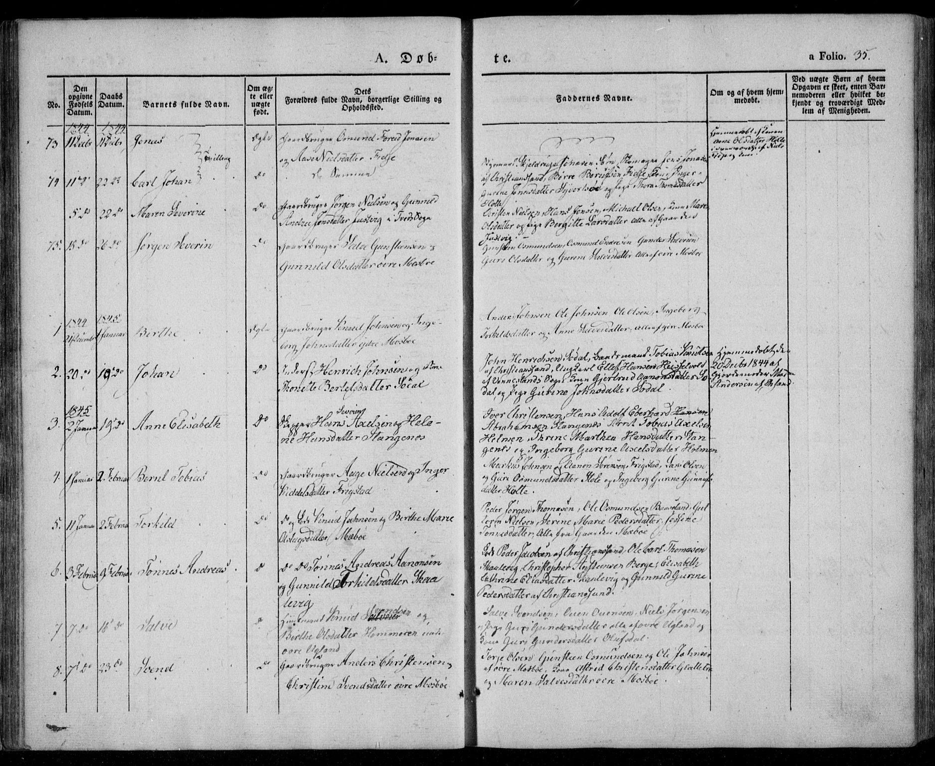 Oddernes sokneprestkontor, AV/SAK-1111-0033/F/Fa/Faa/L0006: Parish register (official) no. A 6, 1838-1851, p. 35