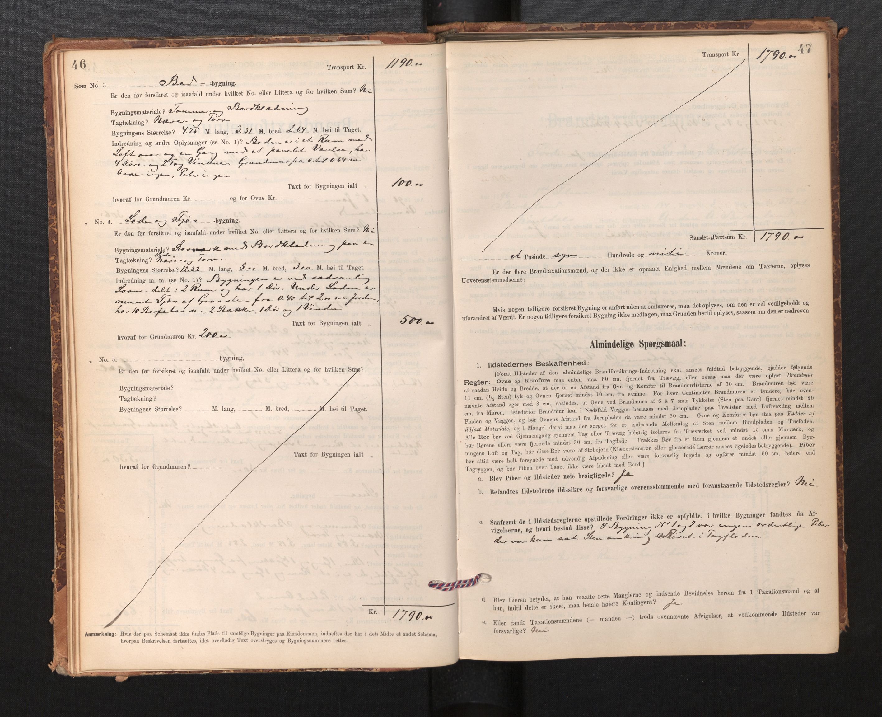 Lensmannen i Førde, AV/SAB-A-27401/0012/L0008: Branntakstprotokoll, skjematakst, 1895-1922, p. 46-47