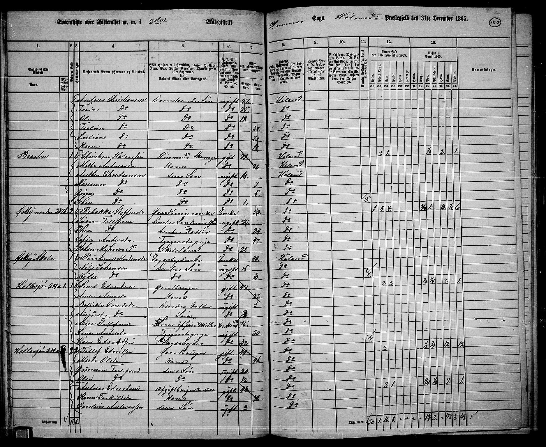 RA, 1865 census for Høland, 1865, p. 141