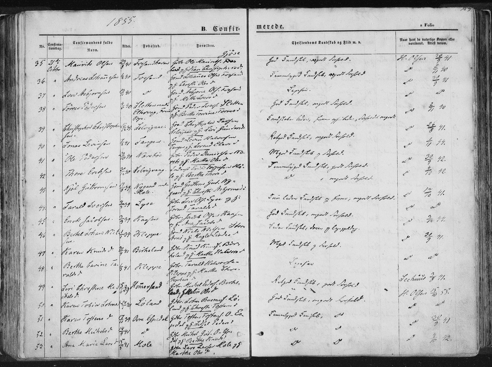 Høgsfjord sokneprestkontor, SAST/A-101624/H/Ha/Haa/L0001: Parish register (official) no. A 1, 1854-1875, p. 159b