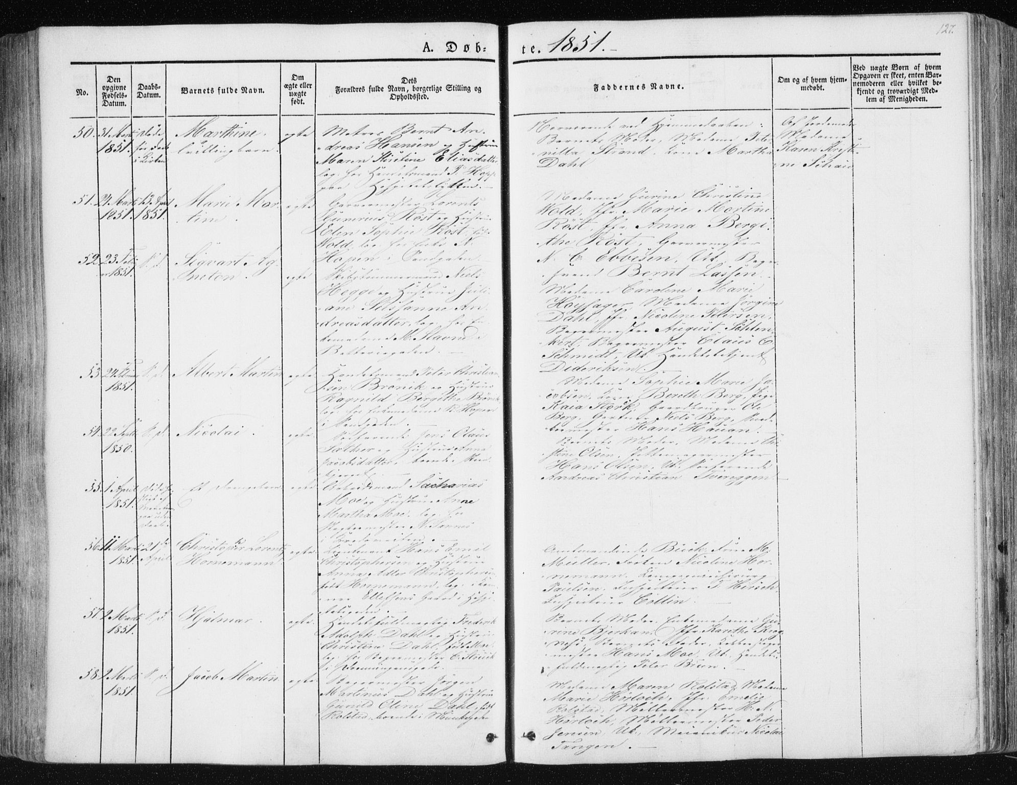 Ministerialprotokoller, klokkerbøker og fødselsregistre - Sør-Trøndelag, AV/SAT-A-1456/602/L0110: Parish register (official) no. 602A08, 1840-1854, p. 127