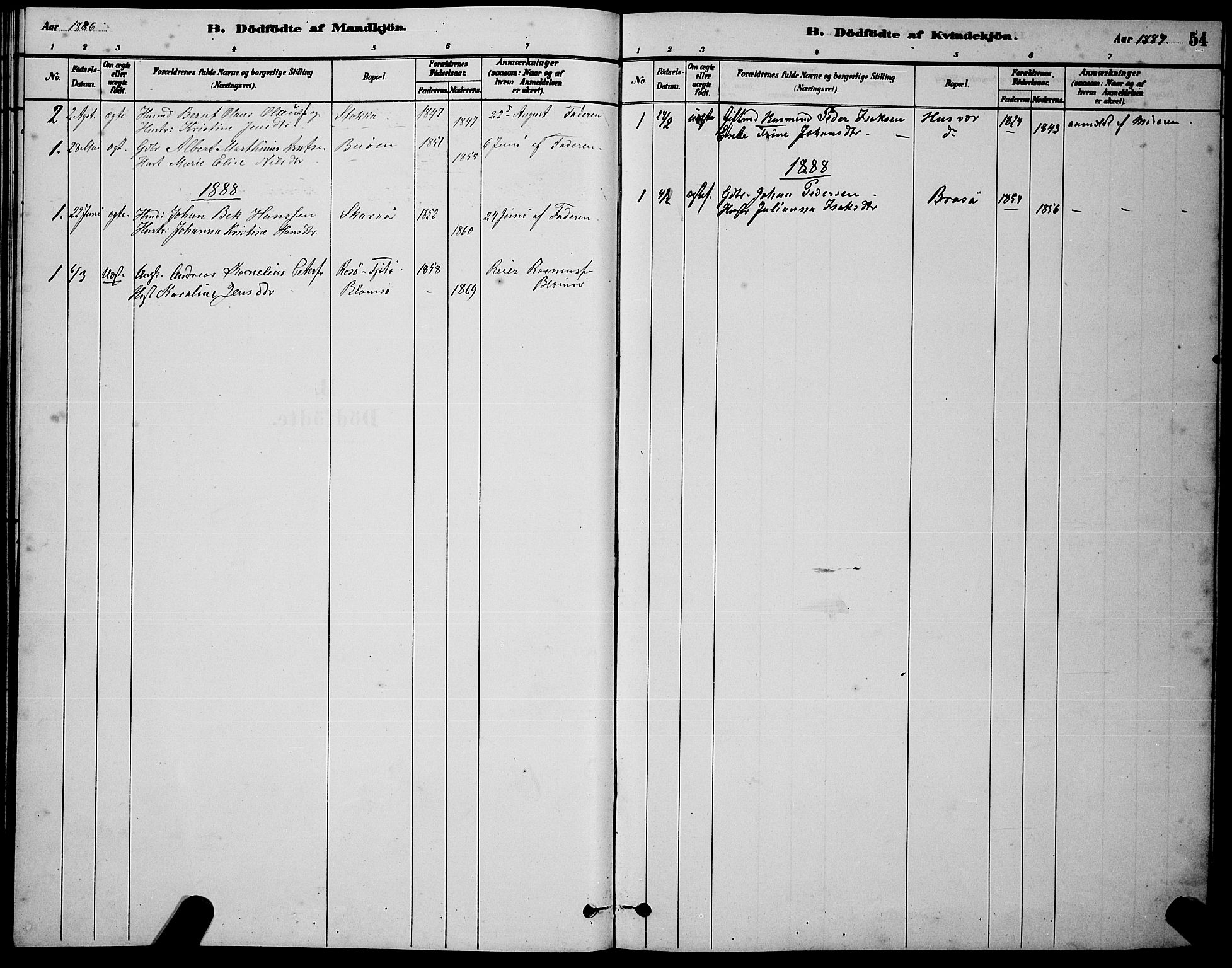 Ministerialprotokoller, klokkerbøker og fødselsregistre - Nordland, AV/SAT-A-1459/830/L0462: Parish register (copy) no. 830C04, 1882-1895, p. 54