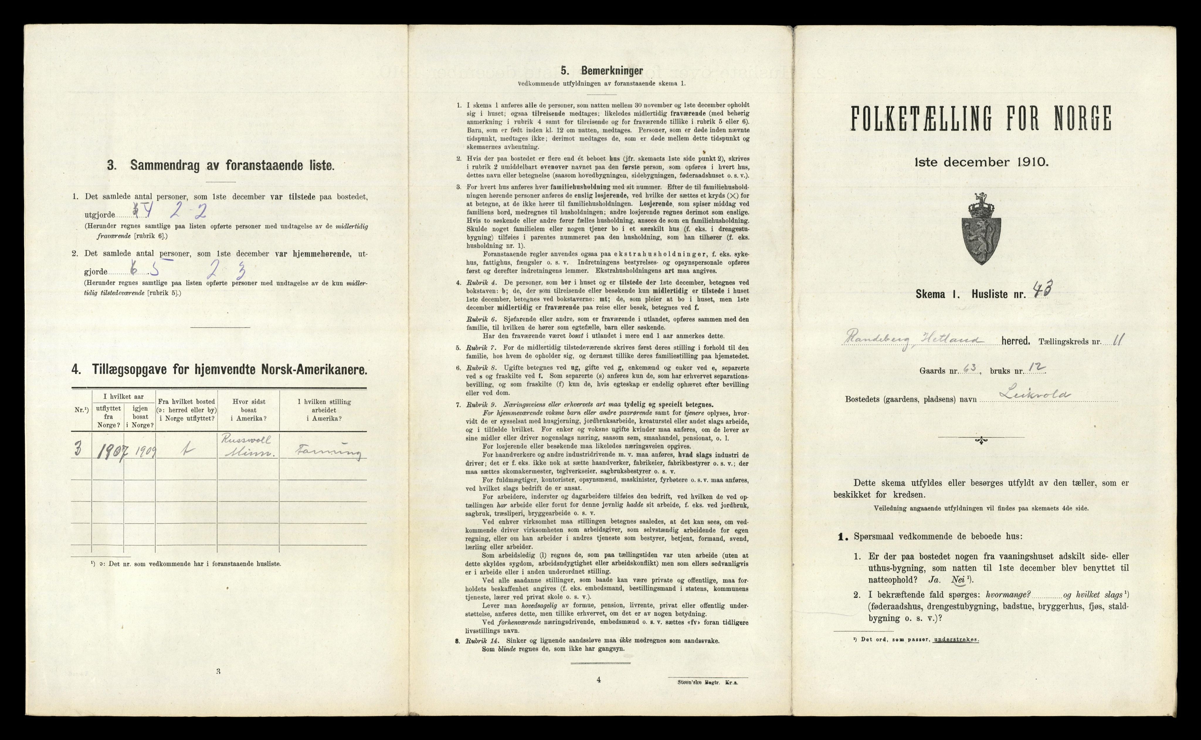 RA, 1910 census for Hetland, 1910, p. 1873