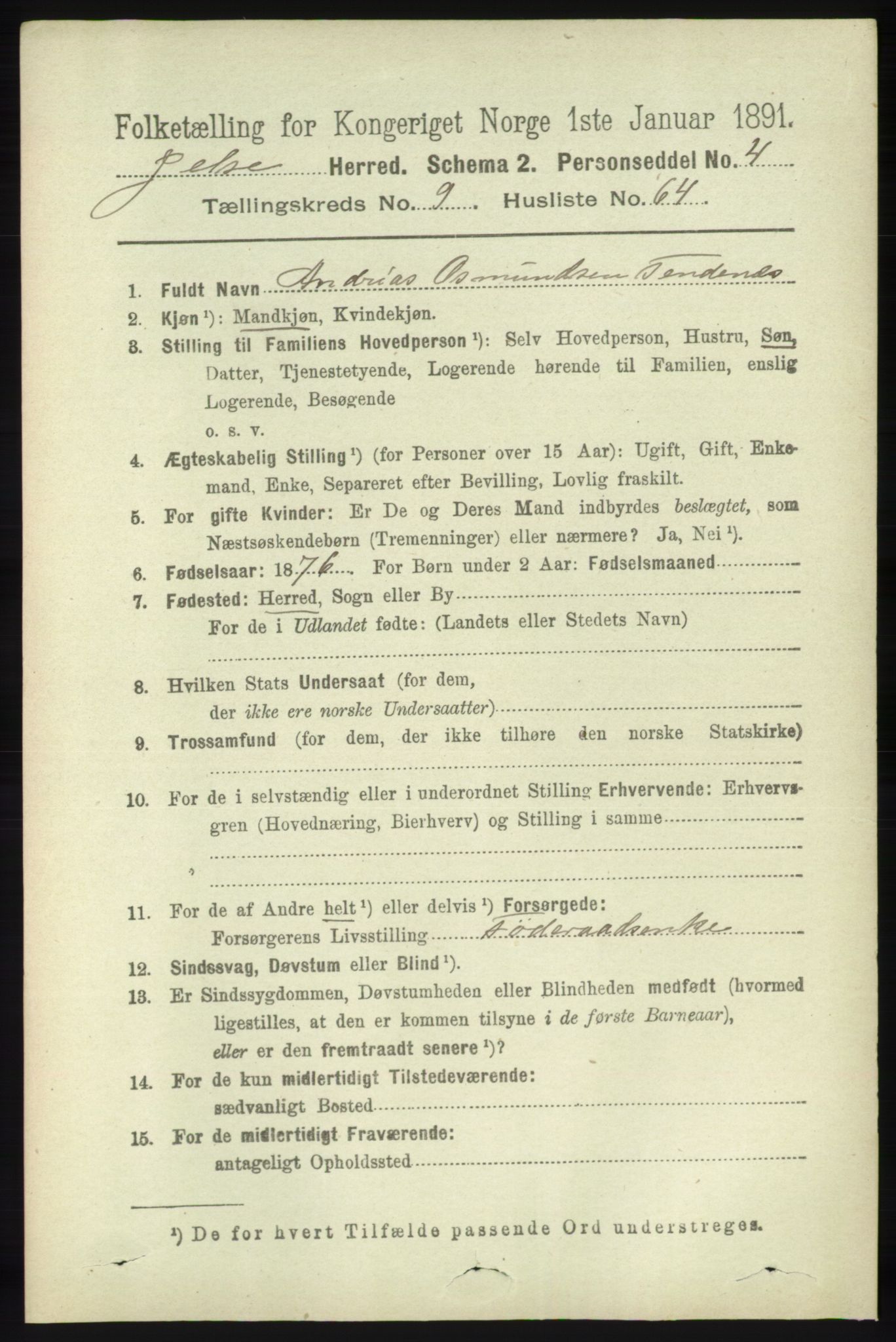 RA, 1891 census for 1138 Jelsa, 1891, p. 2368