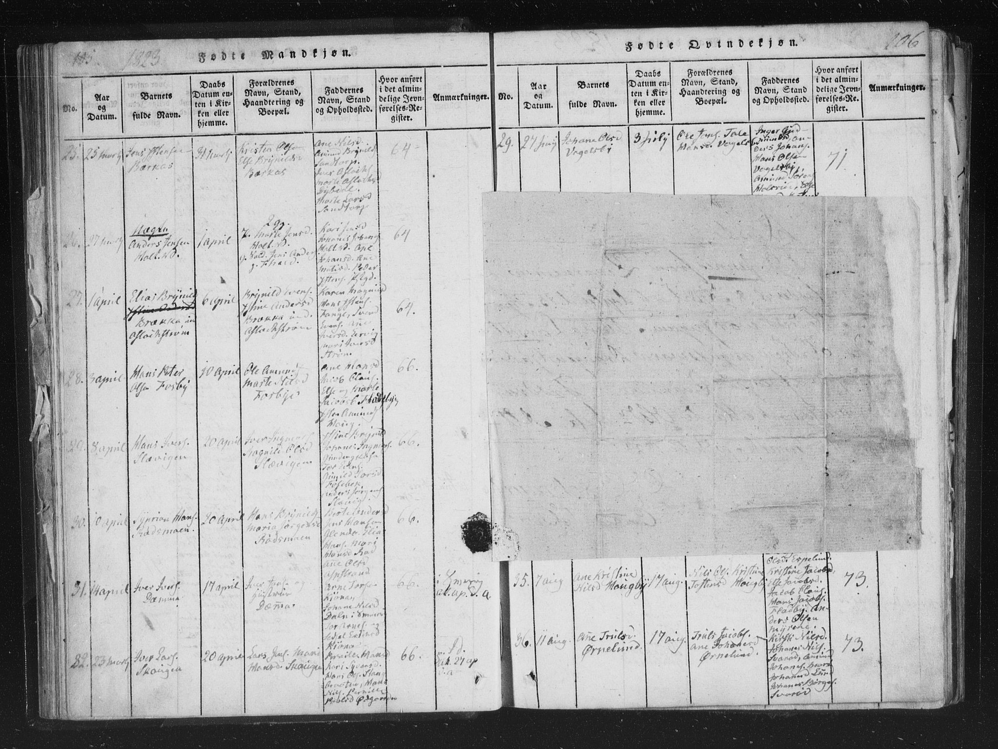 Aremark prestekontor Kirkebøker, AV/SAO-A-10899/F/Fc/L0001: Parish register (official) no. III 1, 1814-1834, p. 105-106