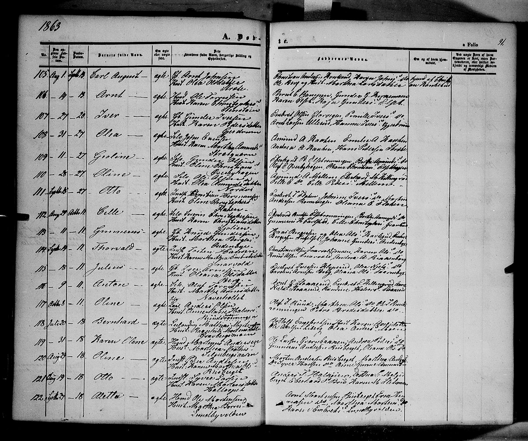 Våler prestekontor, Hedmark, AV/SAH-PREST-040/H/Ha/Haa/L0001: Parish register (official) no. 1, 1849-1878, p. 91