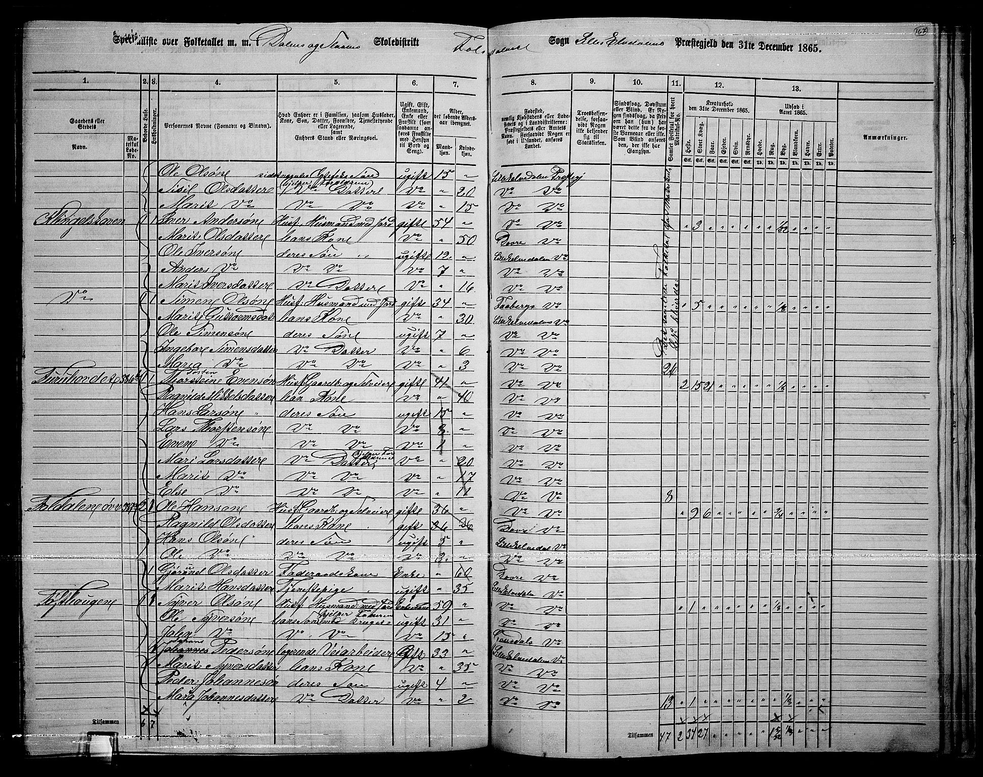 RA, 1865 census for Lille Elvedalen, 1865, p. 137