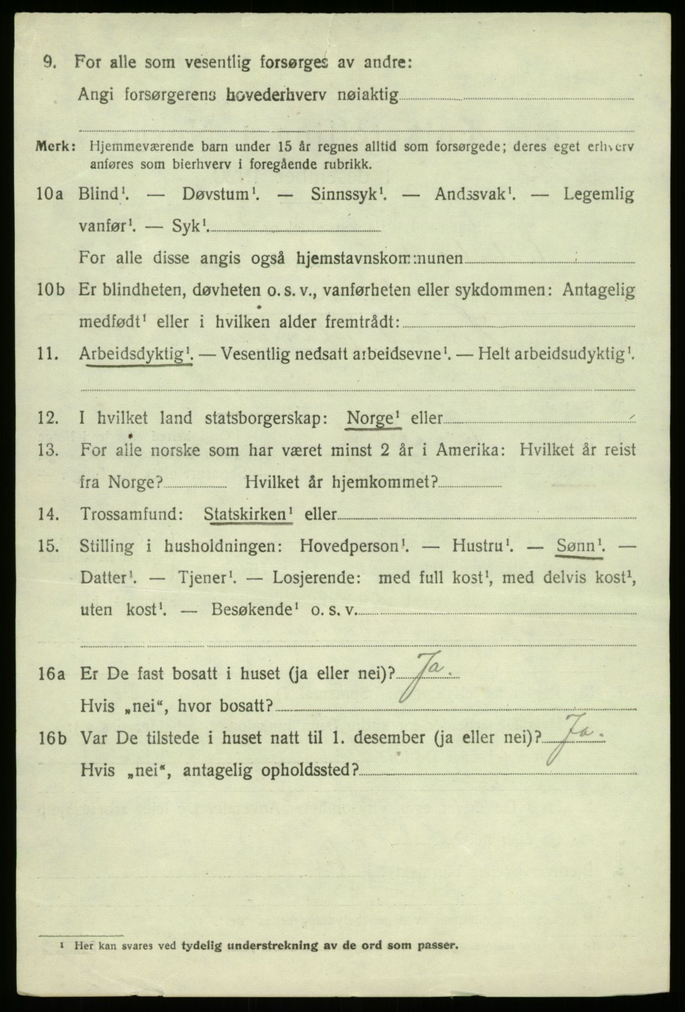 SAB, 1920 census for Balestrand, 1920, p. 1225