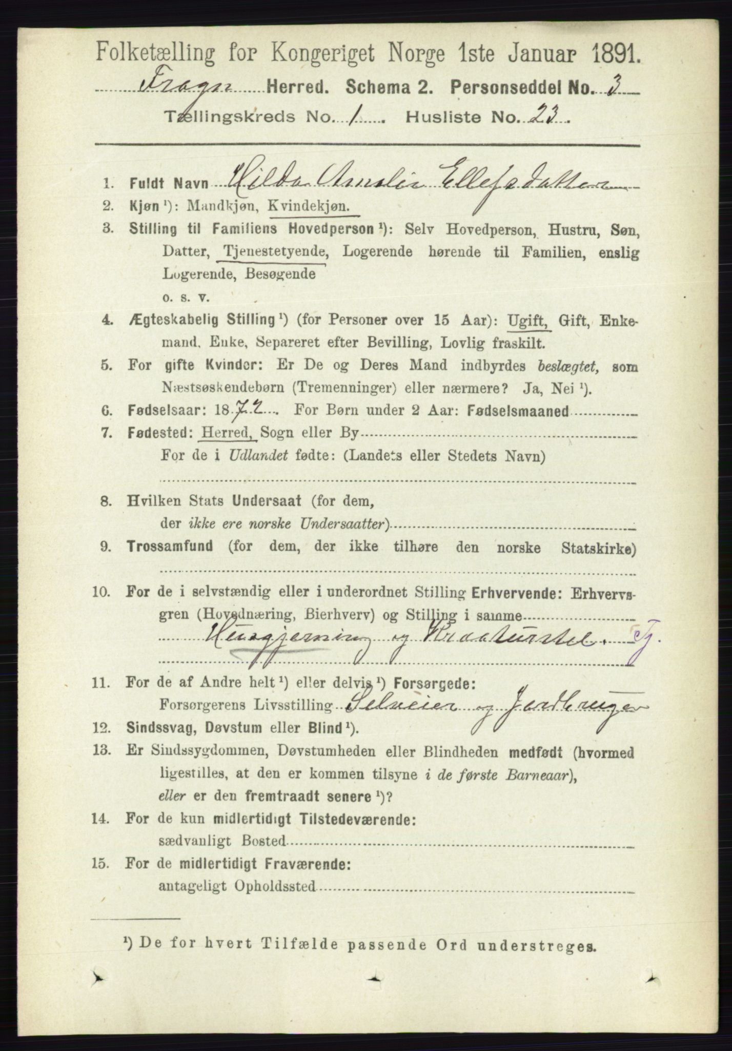 RA, 1891 census for 0215 Frogn, 1891, p. 269