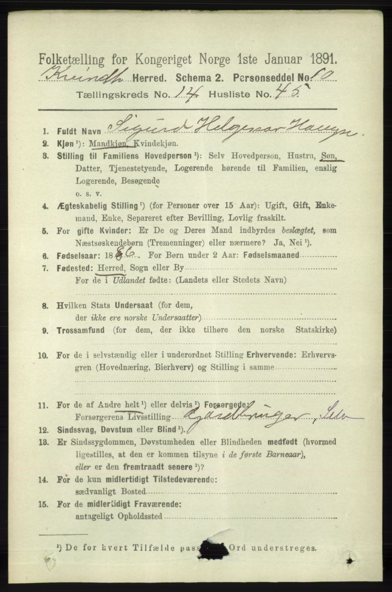 RA, 1891 census for 1224 Kvinnherad, 1891, p. 4951