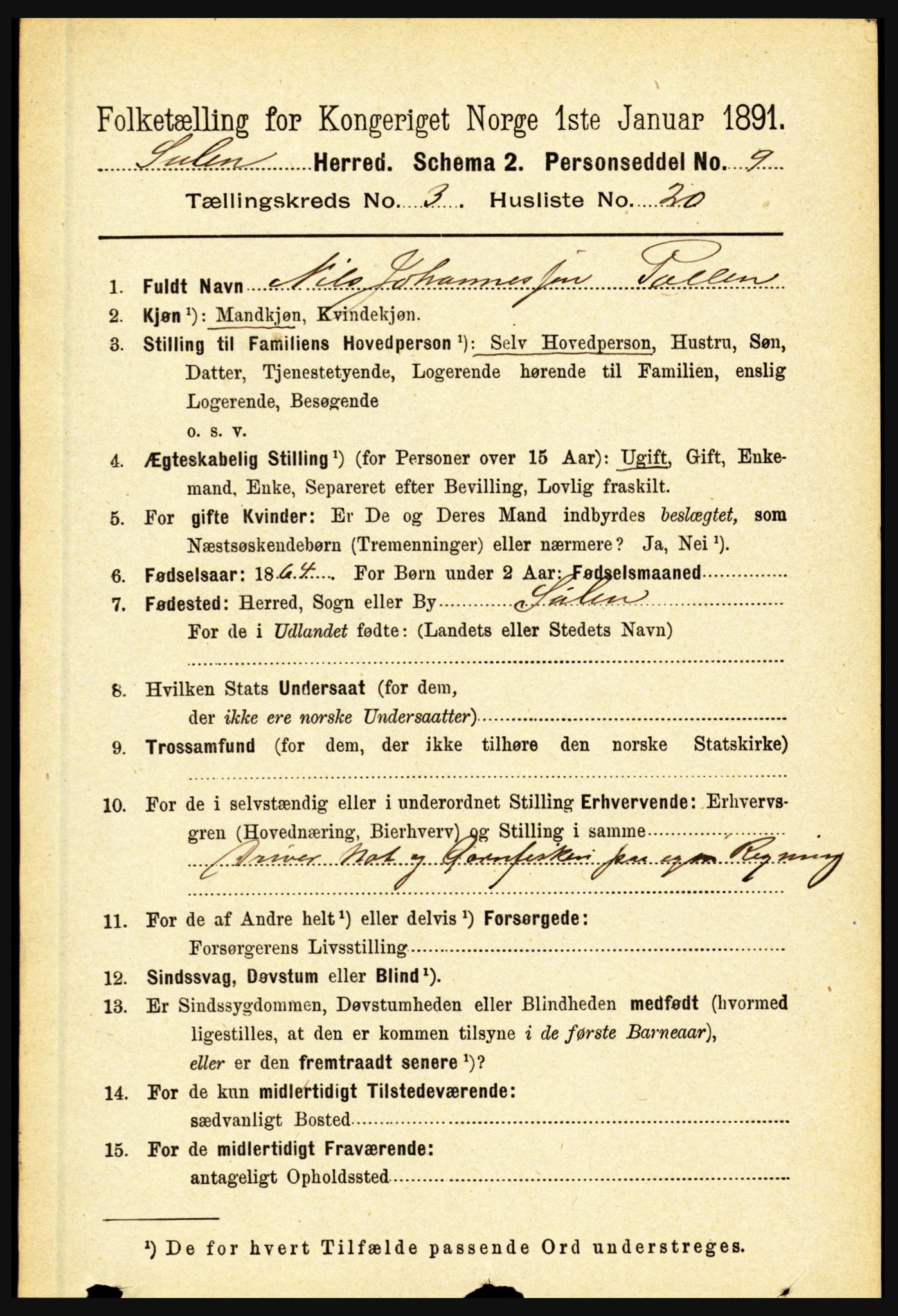 RA, 1891 census for 1412 Solund, 1891, p. 1272