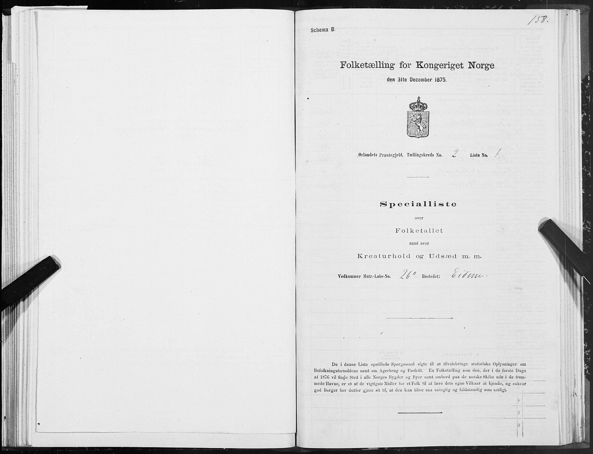 SAT, 1875 census for 1621P Ørland, 1875, p. 1158