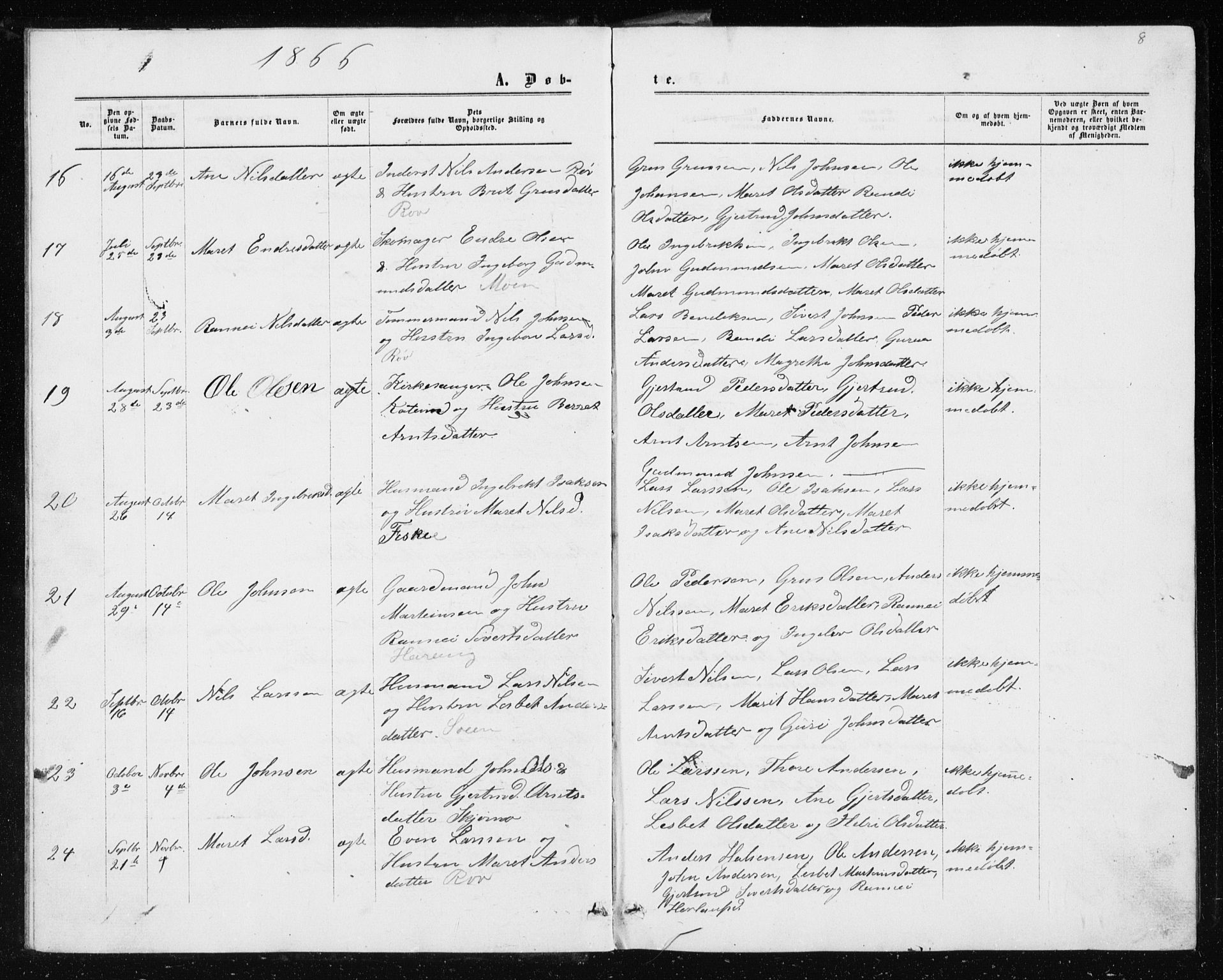 Ministerialprotokoller, klokkerbøker og fødselsregistre - Møre og Romsdal, AV/SAT-A-1454/597/L1064: Parish register (copy) no. 597C01, 1866-1898, p. 8