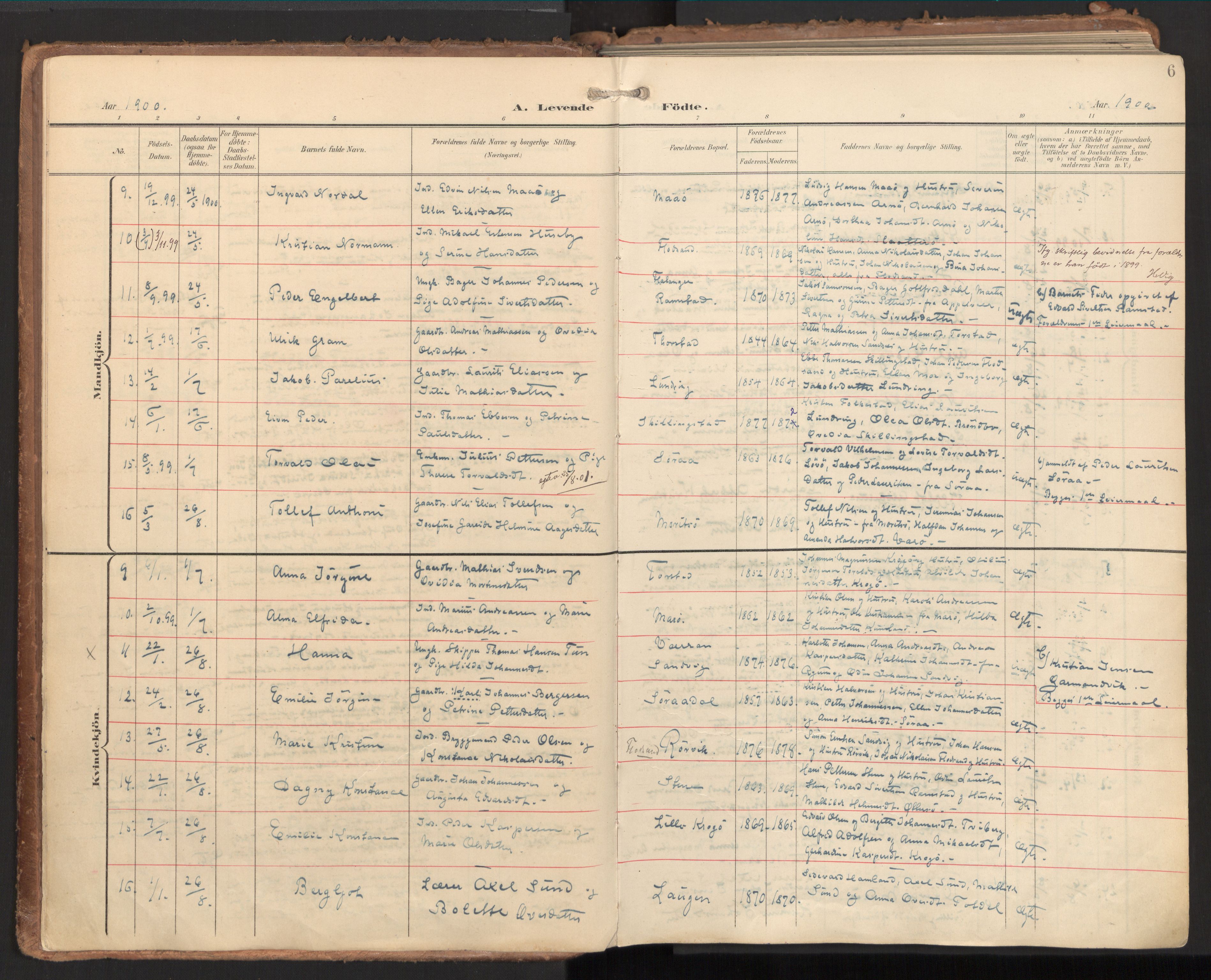 Ministerialprotokoller, klokkerbøker og fødselsregistre - Nord-Trøndelag, SAT/A-1458/784/L0677: Parish register (official) no. 784A12, 1900-1920, p. 6