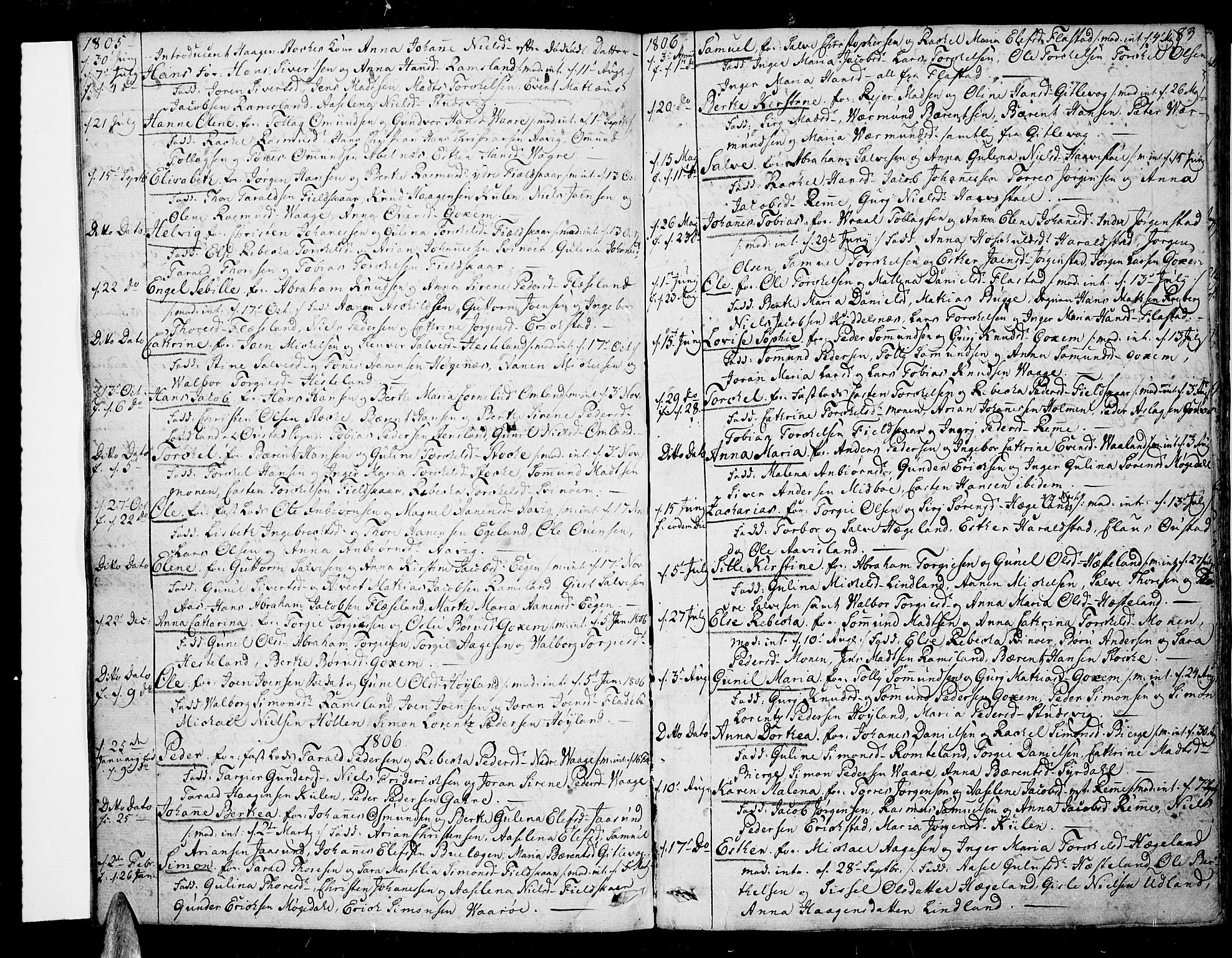 Sør-Audnedal sokneprestkontor, SAK/1111-0039/F/Fa/Fab/L0004: Parish register (official) no. A 4 /2, 1805-1815, p. 83