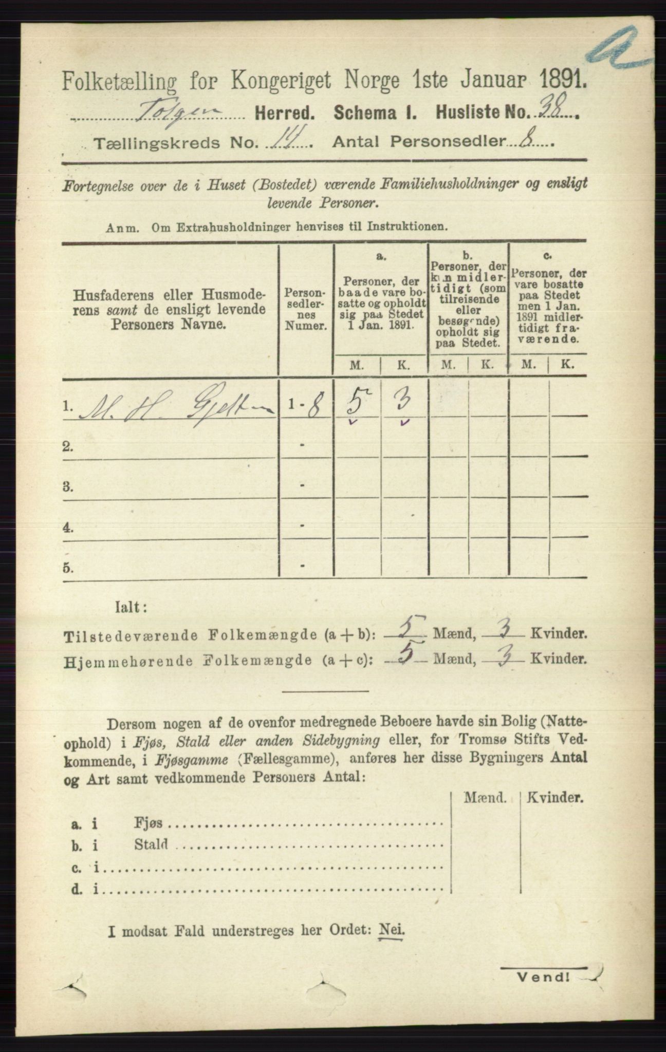 RA, 1891 census for 0436 Tolga, 1891, p. 4118