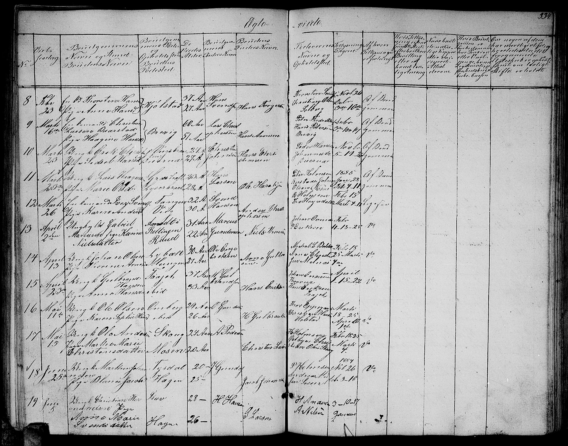 Enebakk prestekontor Kirkebøker, SAO/A-10171c/G/Ga/L0004: Parish register (copy) no. I 4, 1850-1866, p. 334
