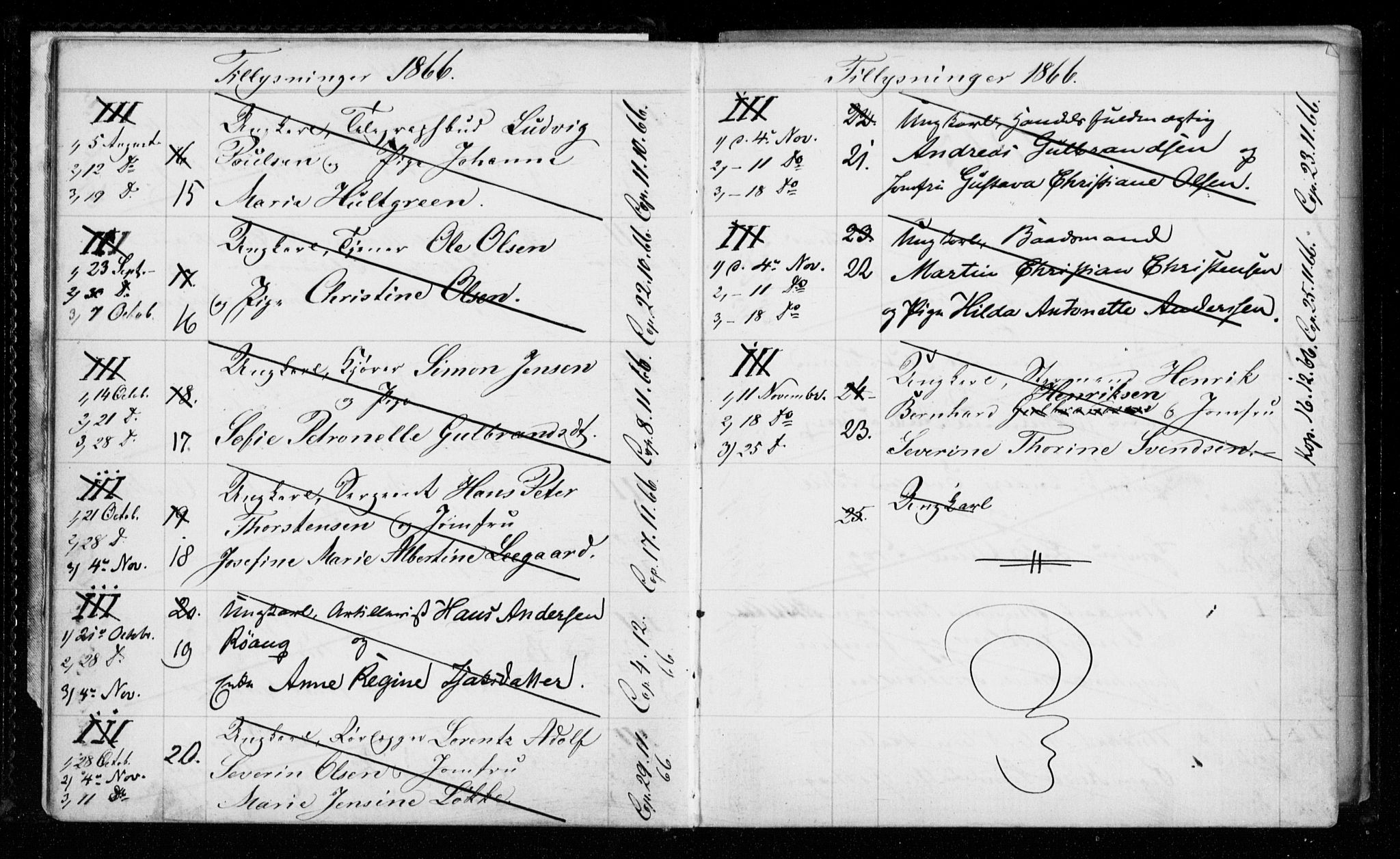 Garnisonsmenigheten Kirkebøker, AV/SAO-A-10846/H/Hb/L0001: Banns register no. II 1, 1865-1911