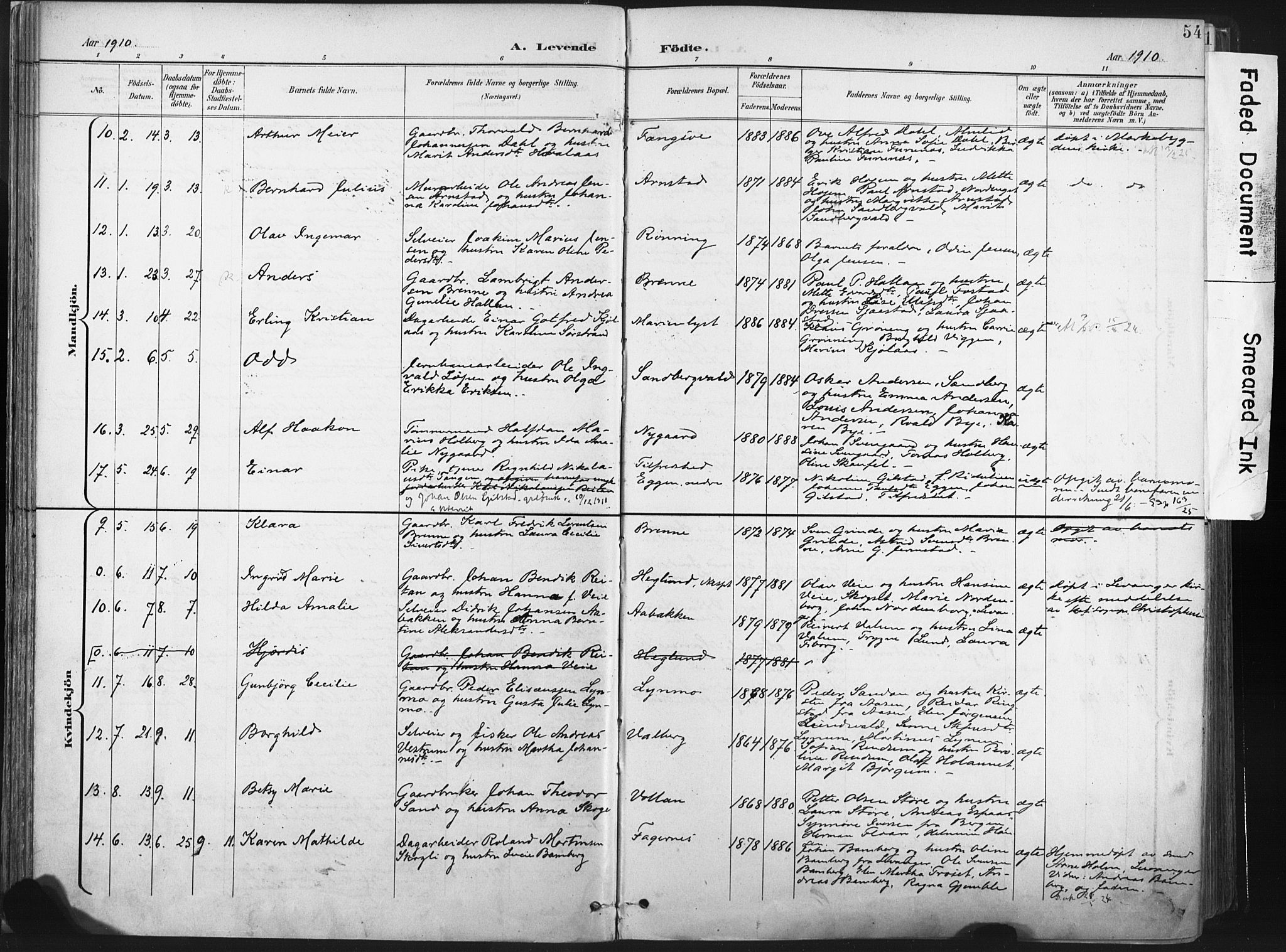 Ministerialprotokoller, klokkerbøker og fødselsregistre - Nord-Trøndelag, AV/SAT-A-1458/717/L0162: Parish register (official) no. 717A12, 1898-1923, p. 54